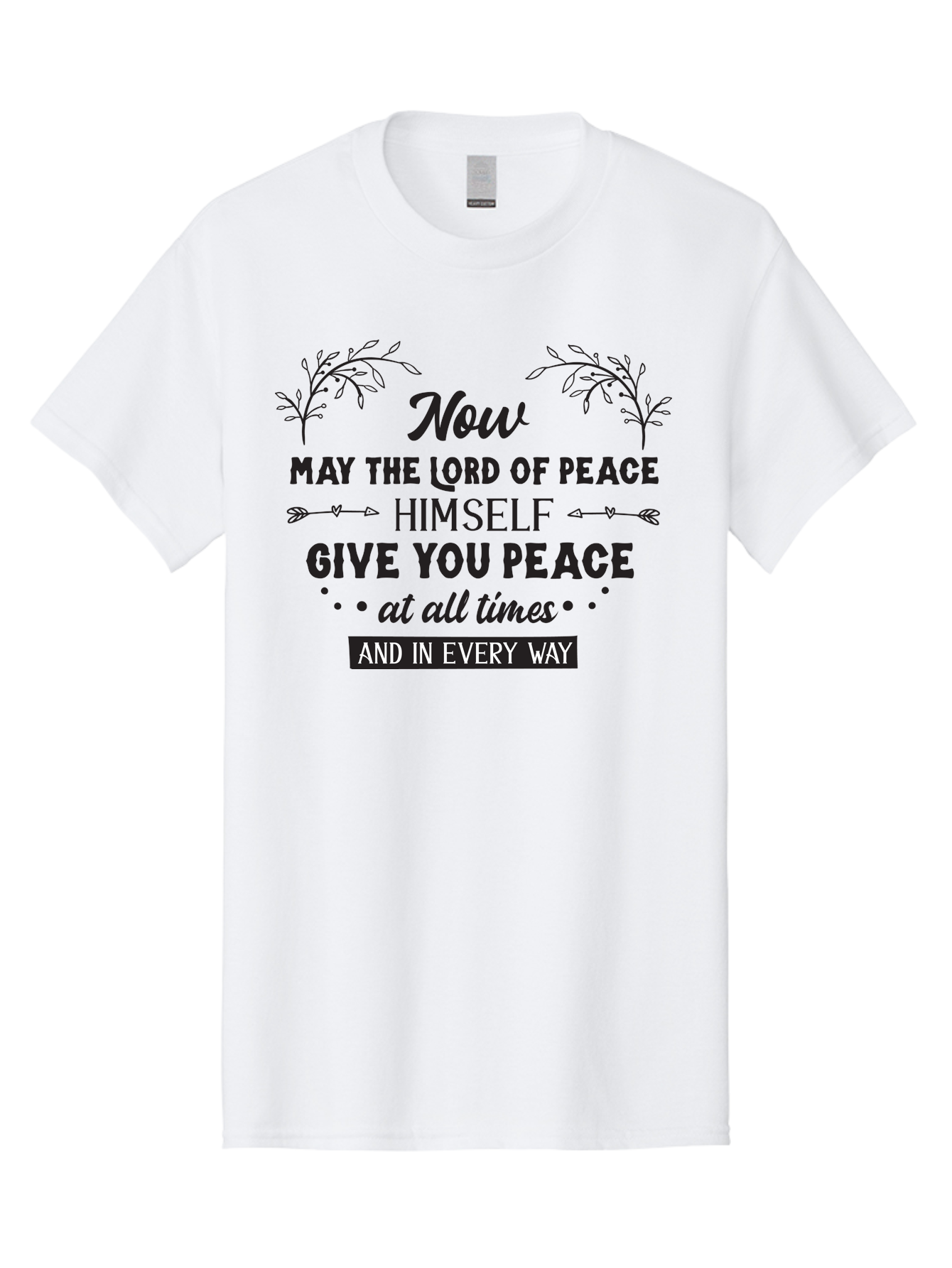 Lord-Of-Peace Men'S Graphic Tee, 100% Cotton, Comfortable Casual Summer Wear, Machine Washable, Inspirational Quote, Bible Verse, Motivational Phrase, Lord Of Peace, Peaceful Message, Spiritual Guidance, Faith-Based Graphic, Aac970 5