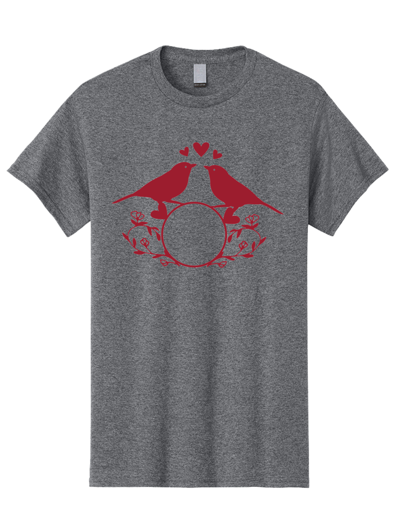 Love-Birds-1 Men'S Graphic Tee, 100% Cotton, Comfortable Casual Summer Wear, Machine Washable, Lovebirds Perched On Branch, Kissing, Surrounded By Hearts, Floral Wreath, Love Symbol, Romance, Tender Moment, Sweethearts, Couple Love Aac971 21