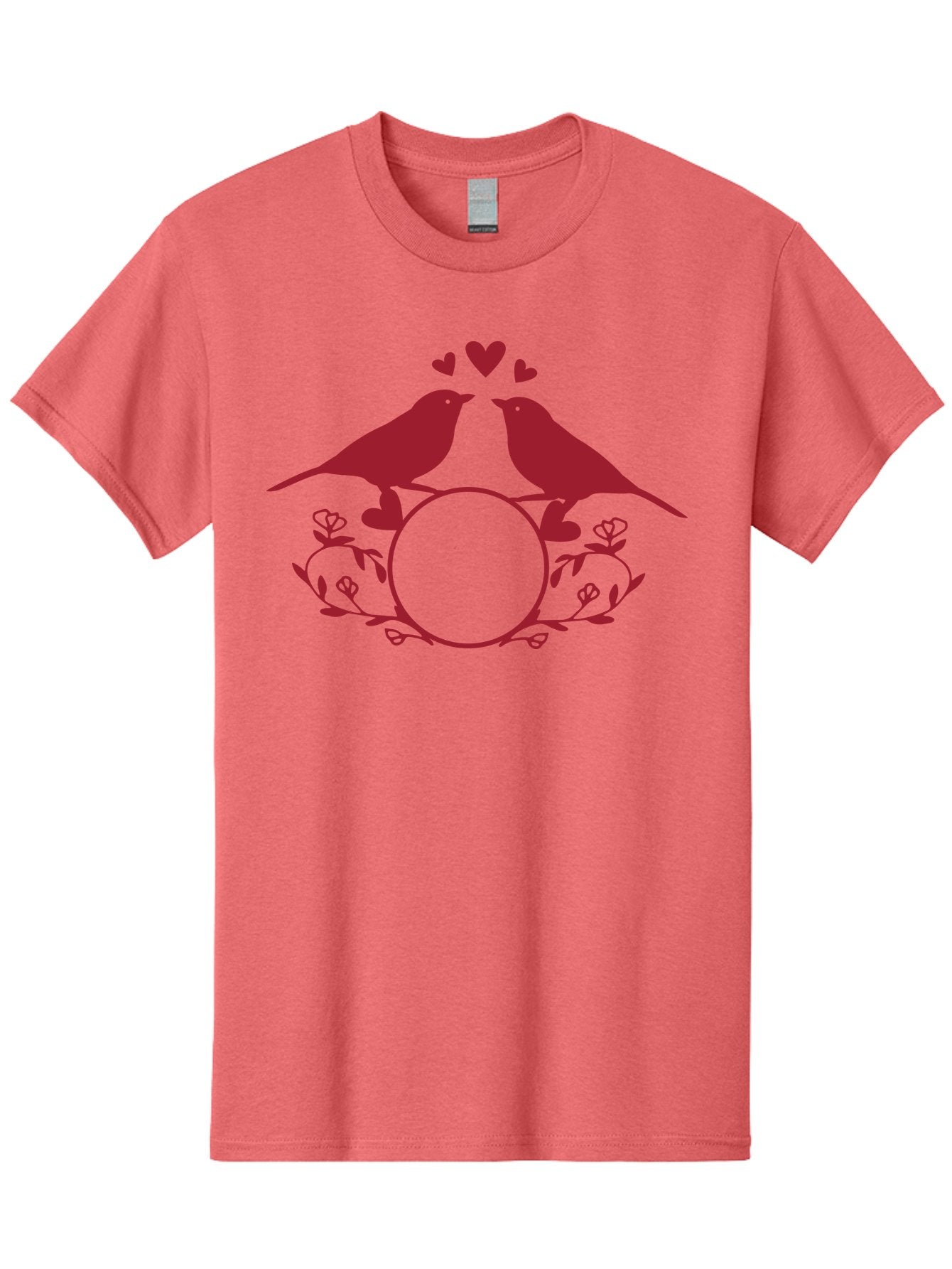 Love-Birds Men'S Graphic Tee, 100% Cotton, Comfortable Casual Summer Wear, Machine Washable, Love Birds Kissing, Heart Shaped Frame, Floral Design, Loving Couple, Romance, Love Birds Together, Tender Moment Aac972 9