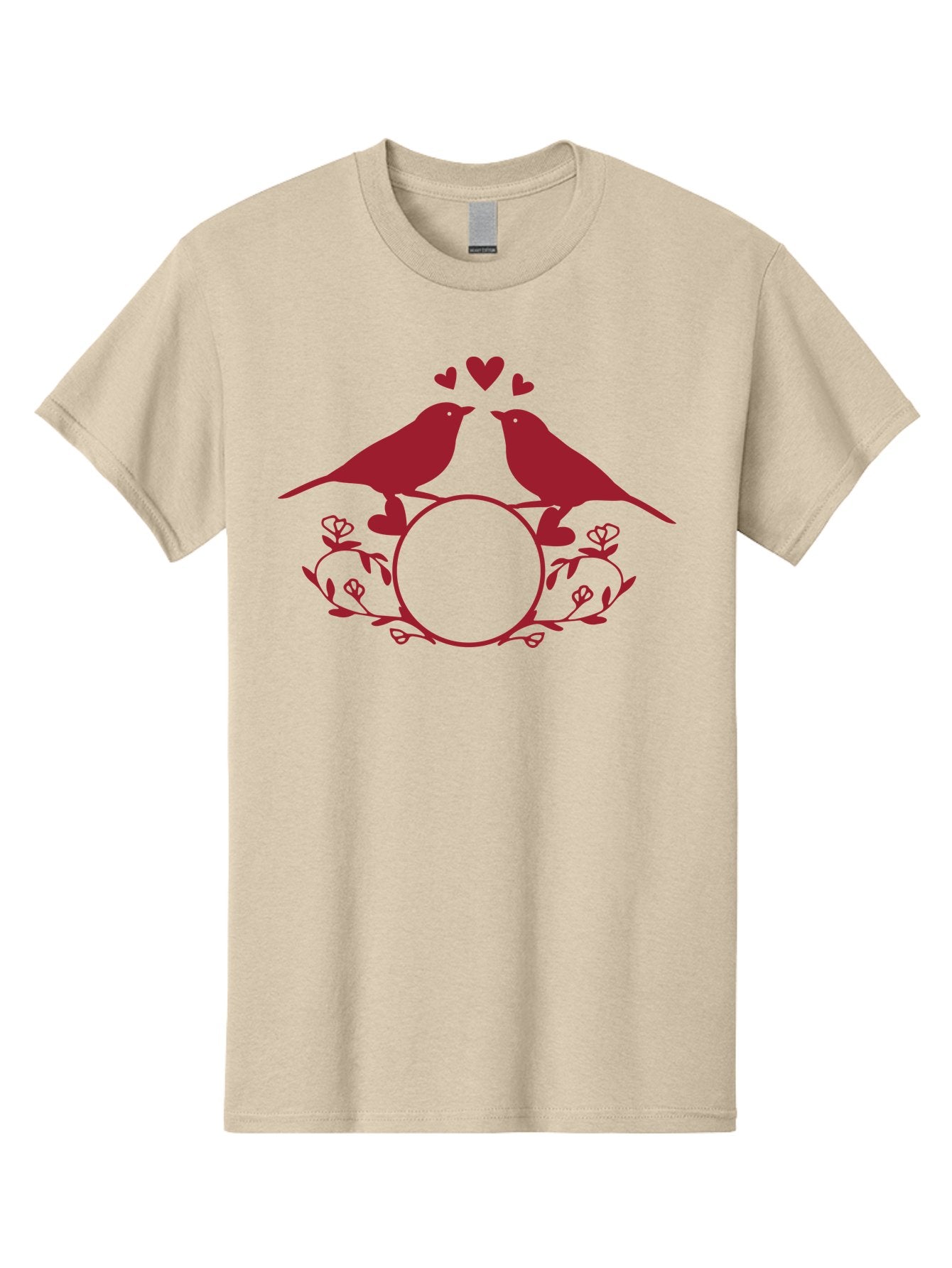 Love-Birds Men'S Graphic Tee, 100% Cotton, Comfortable Casual Summer Wear, Machine Washable, Love Birds Kissing, Heart Shaped Frame, Floral Design, Loving Couple, Romance, Love Birds Together, Tender Moment Aac972 15