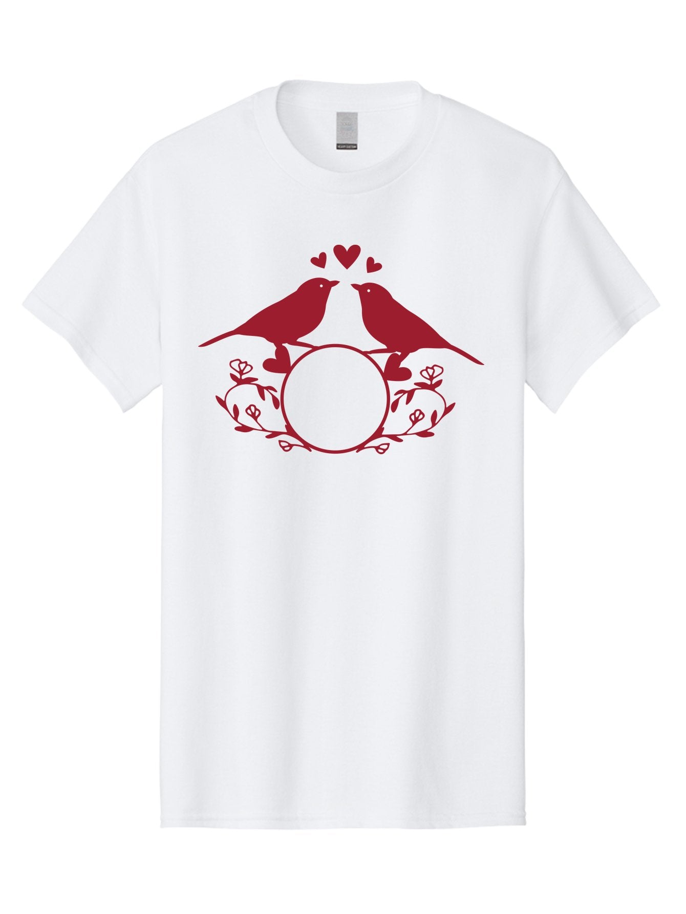 Love-Birds Men'S Graphic Tee, 100% Cotton, Comfortable Casual Summer Wear, Machine Washable, Love Birds Kissing, Heart Shaped Frame, Floral Design, Loving Couple, Romance, Love Birds Together, Tender Moment Aac972 10