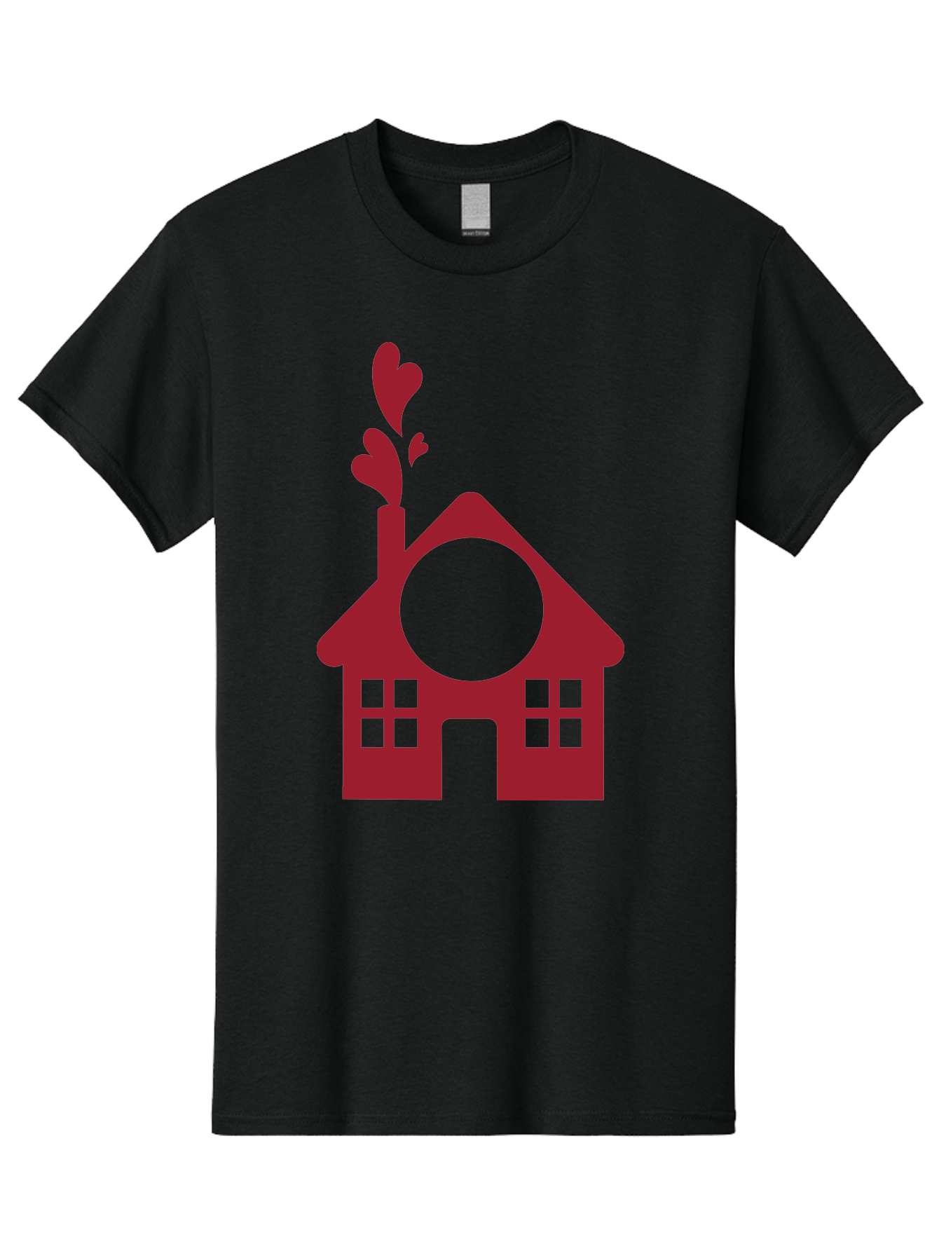 Love-Home Men'S Graphic Tee, 100% Cotton, Comfortable Casual Summer Wear, Machine Washable, Cozy Home, Red House, Heart Shaped Leaves, Chimney With Hearts, Simple Home Design, Modern House Illustration, Love Symbol, Heartwarming Home, Aac974 7