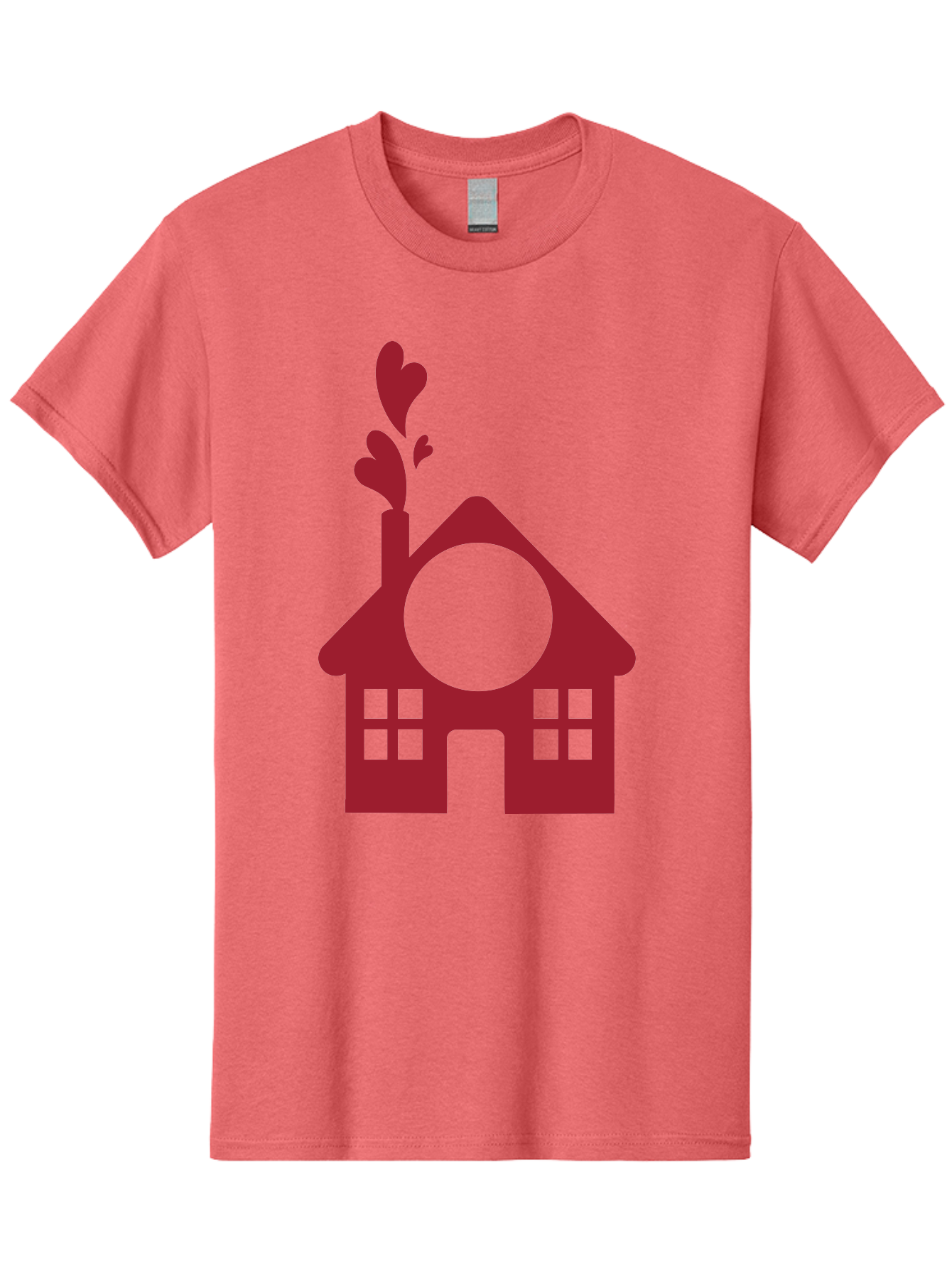 Love-Home Men'S Graphic Tee, 100% Cotton, Comfortable Casual Summer Wear, Machine Washable, Cozy Home, Red House, Heart Shaped Leaves, Chimney With Hearts, Simple Home Design, Modern House Illustration, Love Symbol, Heartwarming Home, Aac974 9