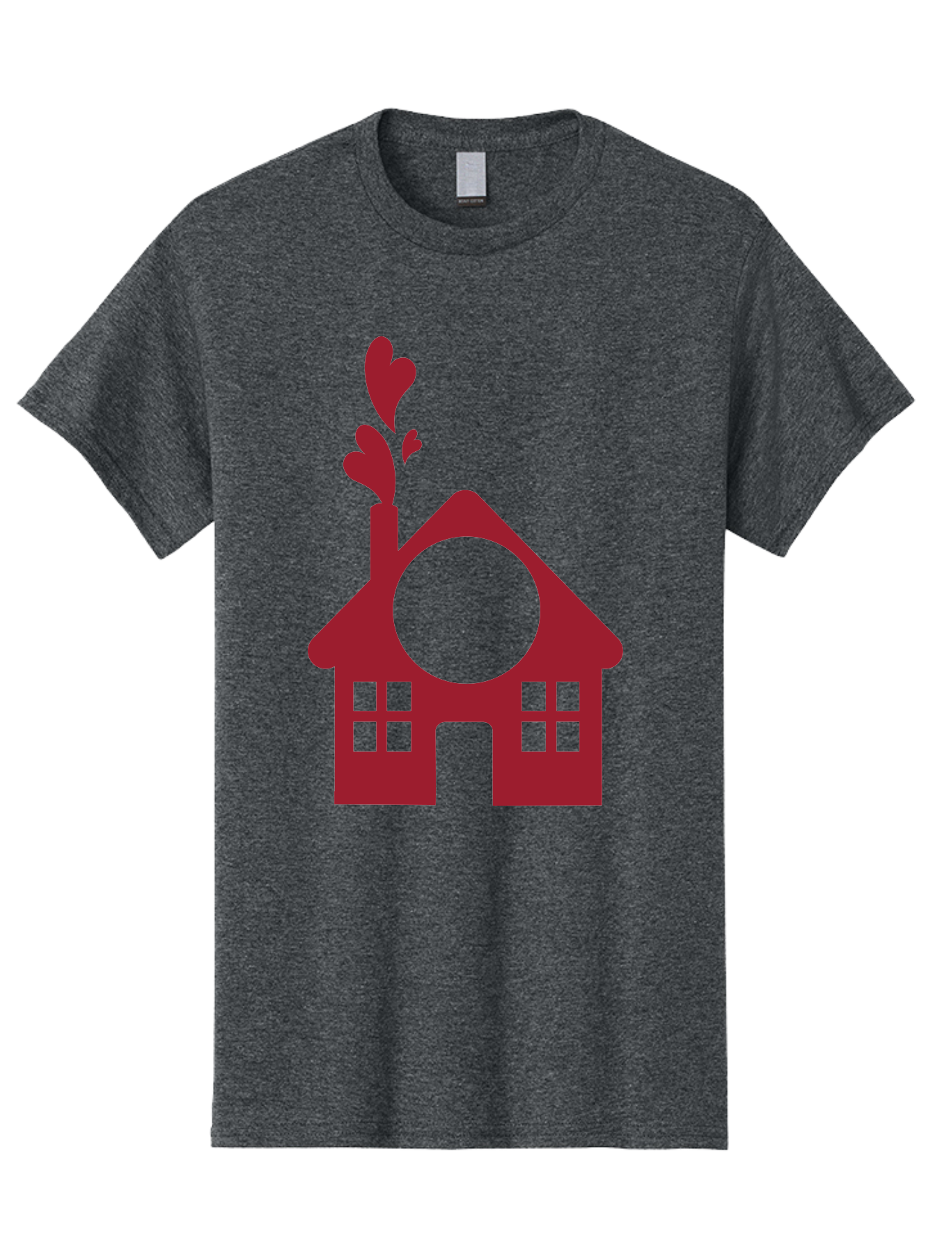 Love-Home Men'S Graphic Tee, 100% Cotton, Comfortable Casual Summer Wear, Machine Washable, Cozy Home, Red House, Heart Shaped Leaves, Chimney With Hearts, Simple Home Design, Modern House Illustration, Love Symbol, Heartwarming Home, Aac974 21