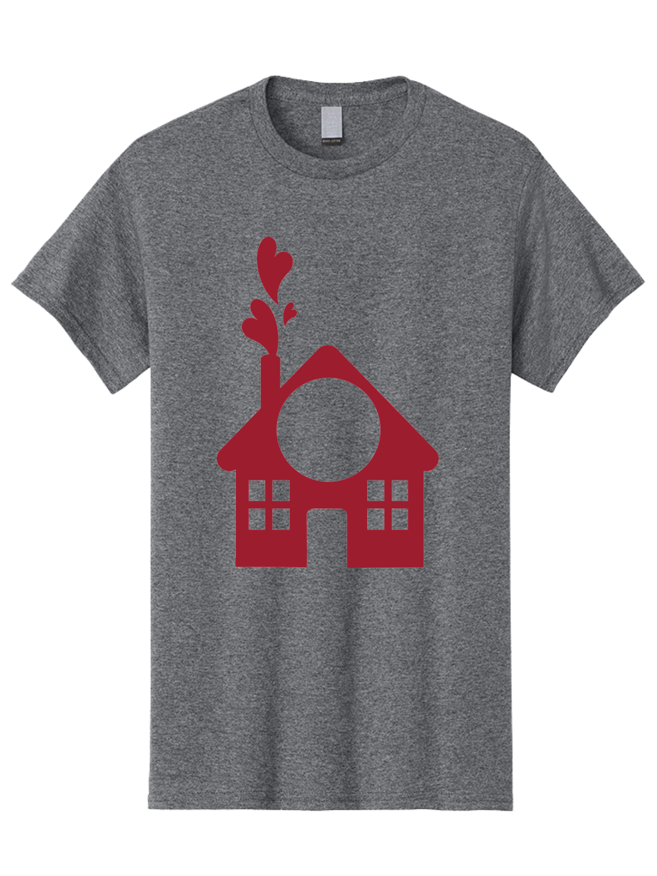 Love-Home Men'S Graphic Tee, 100% Cotton, Comfortable Casual Summer Wear, Machine Washable, Cozy Home, Red House, Heart Shaped Leaves, Chimney With Hearts, Simple Home Design, Modern House Illustration, Love Symbol, Heartwarming Home, Aac974 5