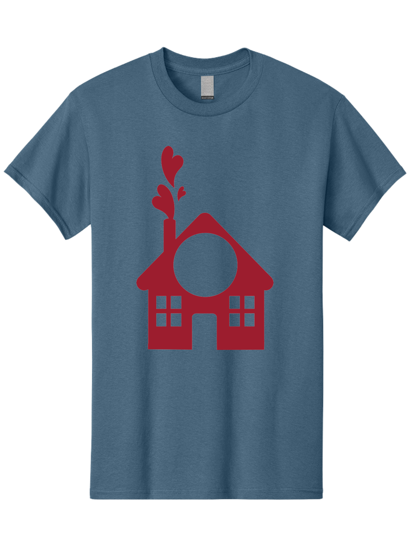Love-Home Men'S Graphic Tee, 100% Cotton, Comfortable Casual Summer Wear, Machine Washable, Cozy Home, Red House, Heart Shaped Leaves, Chimney With Hearts, Simple Home Design, Modern House Illustration, Love Symbol, Heartwarming Home, Aac974 29