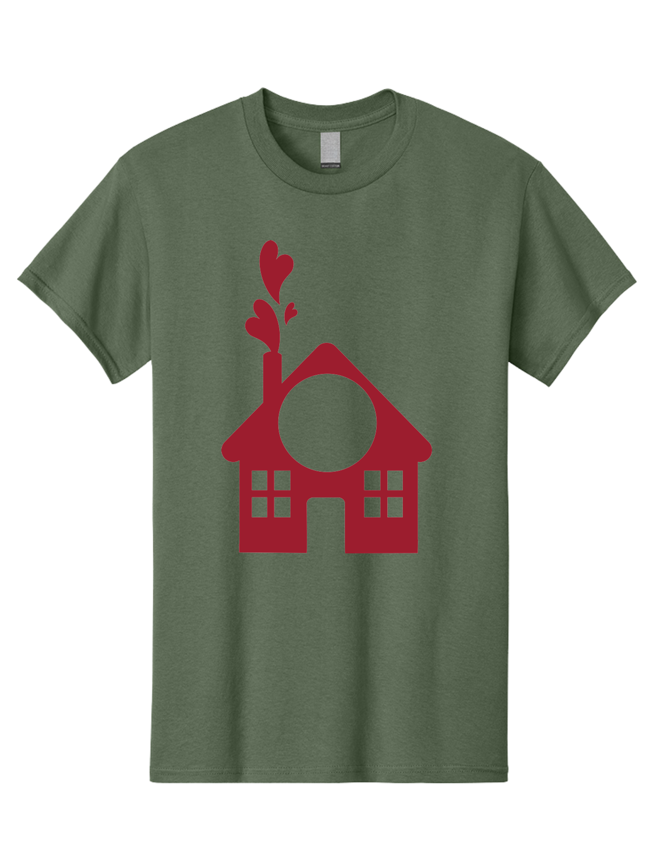 Love-Home Men'S Graphic Tee, 100% Cotton, Comfortable Casual Summer Wear, Machine Washable, Cozy Home, Red House, Heart Shaped Leaves, Chimney With Hearts, Simple Home Design, Modern House Illustration, Love Symbol, Heartwarming Home, Aac974 19