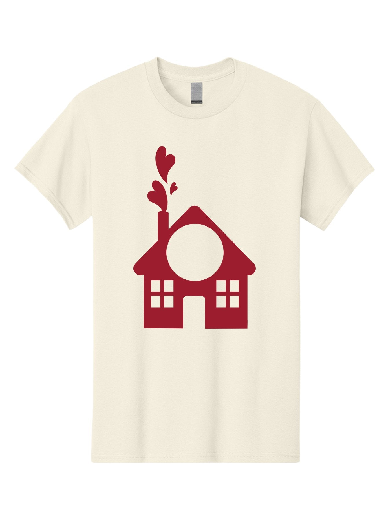 Love-Home Men'S Graphic Tee, 100% Cotton, Comfortable Casual Summer Wear, Machine Washable, Cozy Home, Red House, Heart Shaped Leaves, Chimney With Hearts, Simple Home Design, Modern House Illustration, Love Symbol, Heartwarming Home, Aac974 3