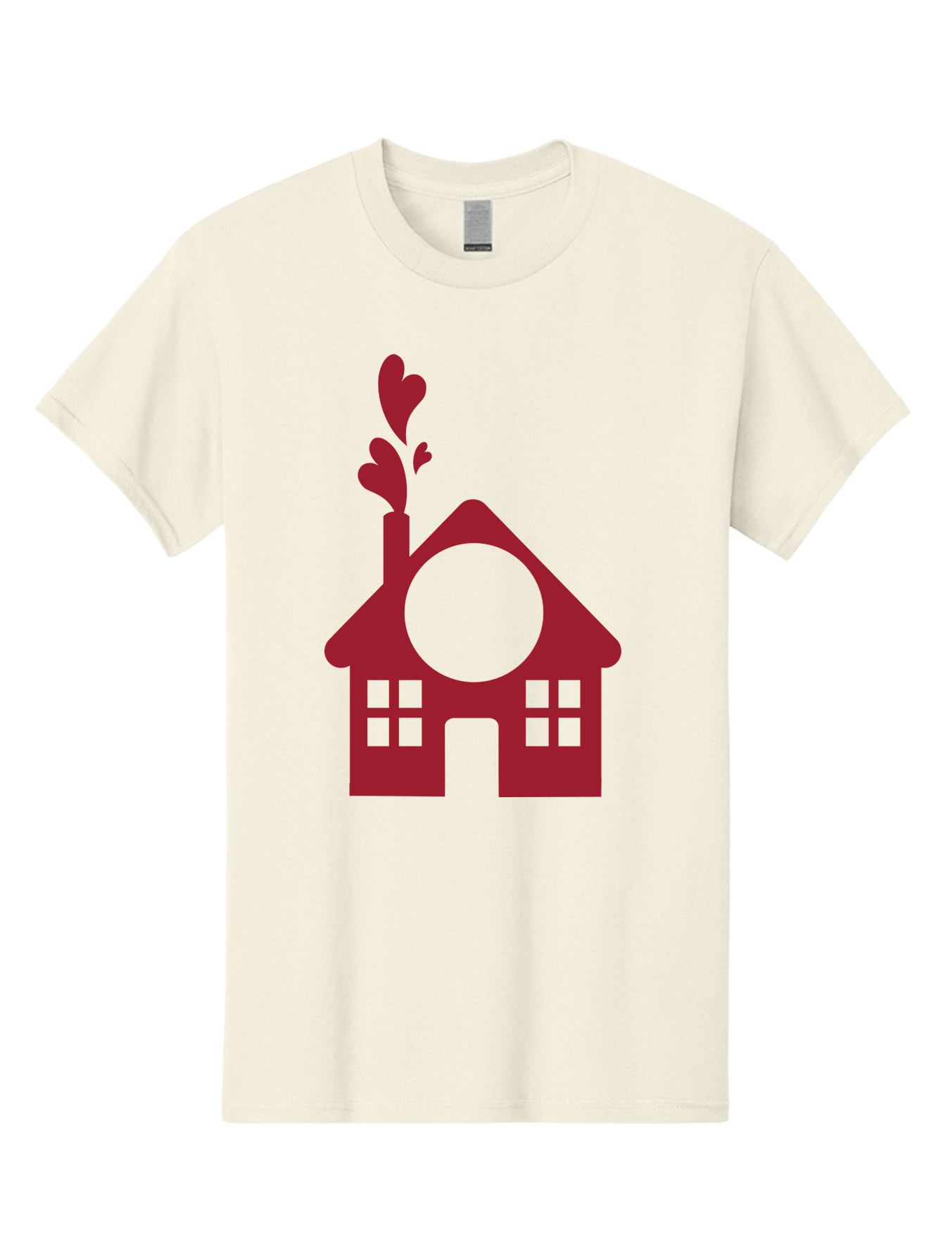 Love-Home Men'S Graphic Tee, 100% Cotton, Comfortable Casual Summer Wear, Machine Washable, Cozy Home, Red House, Heart Shaped Leaves, Chimney With Hearts, Simple Home Design, Modern House Illustration, Love Symbol, Heartwarming Home, Aac974 17