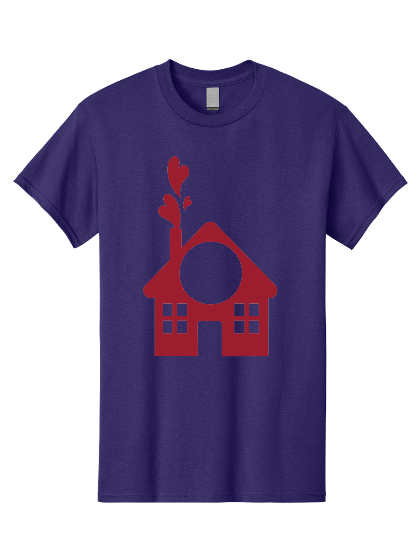 Love-Home Men'S Graphic Tee, 100% Cotton, Comfortable Casual Summer Wear, Machine Washable, Cozy Home, Red House, Heart Shaped Leaves, Chimney With Hearts, Simple Home Design, Modern House Illustration, Love Symbol, Heartwarming Home, Aac974 27