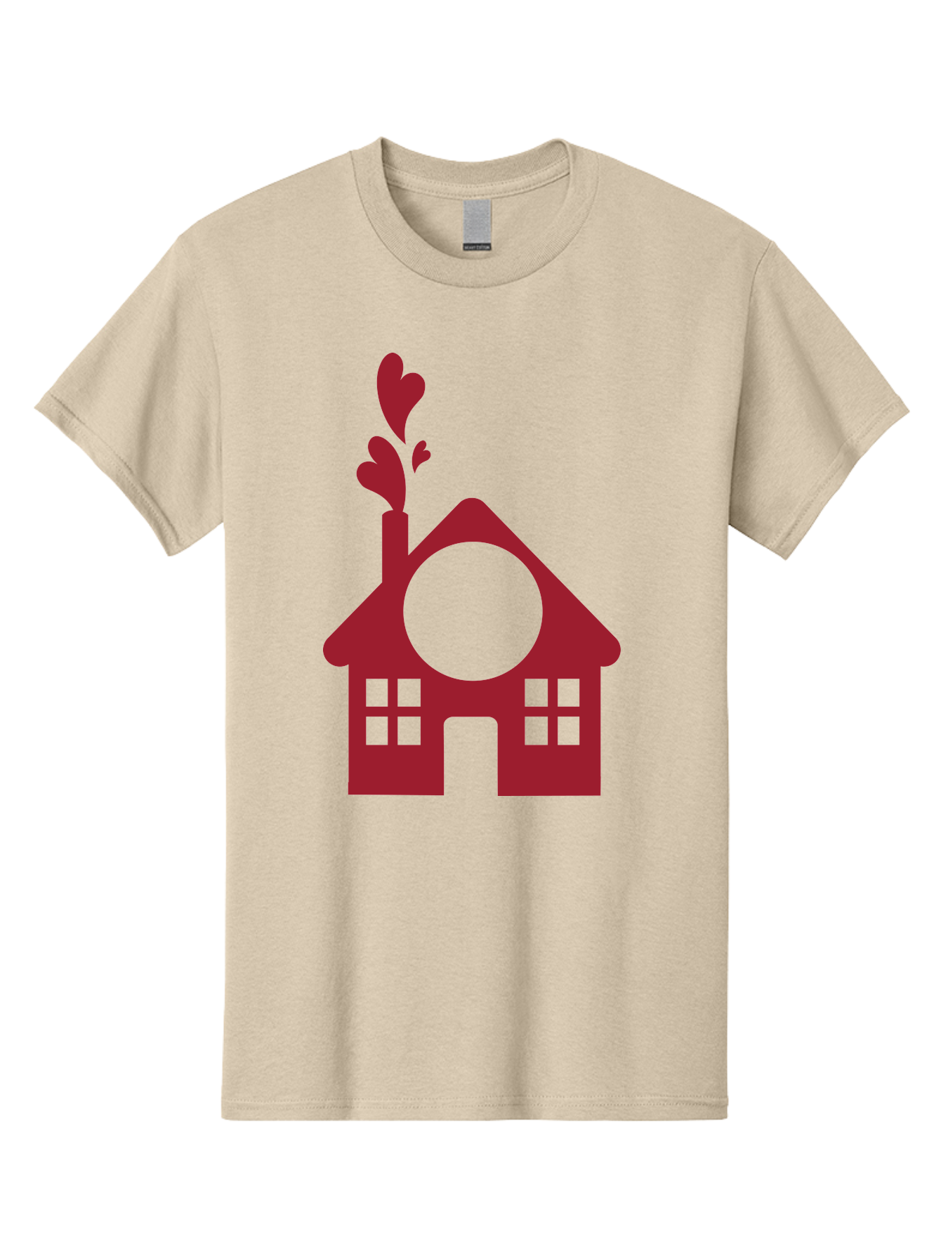 Love-Home Men'S Graphic Tee, 100% Cotton, Comfortable Casual Summer Wear, Machine Washable, Cozy Home, Red House, Heart Shaped Leaves, Chimney With Hearts, Simple Home Design, Modern House Illustration, Love Symbol, Heartwarming Home, Aac974 11