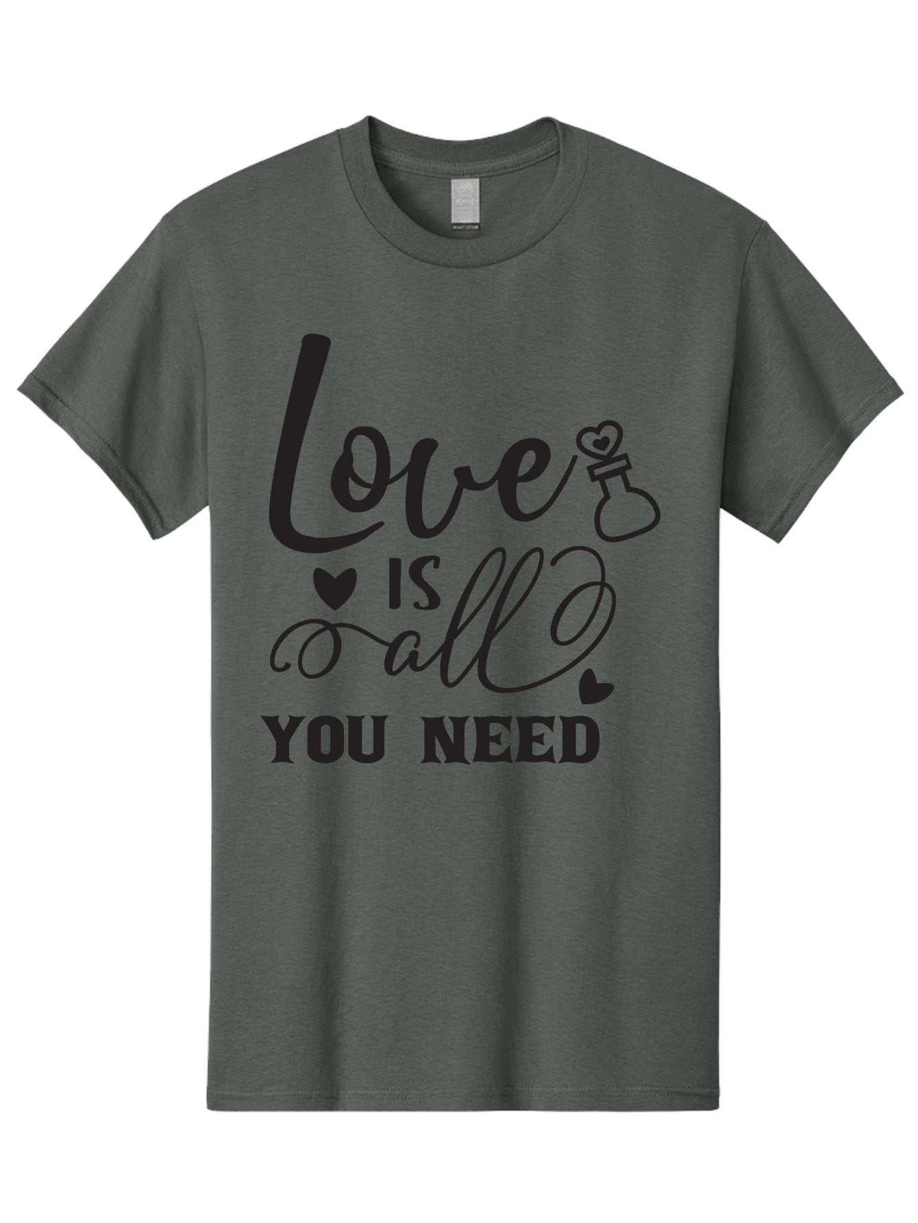 Love-Is-All-You-Need Men'S Graphic Tee, 100% Cotton, Comfortable Casual Summer Wear, Machine Washable, Love Quote, Inspirational Quote, Motivational Phrase, Heart Symbol, Love Potion, Romantic Message, Positive Affirmation, Aac975 14