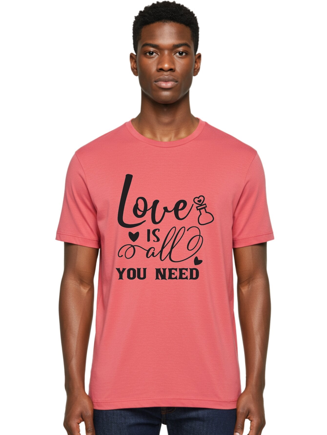 Love-Is-All-You-Need Men'S Graphic Tee, 100% Cotton, Comfortable Casual Summer Wear, Machine Washable, Love Quote, Inspirational Quote, Motivational Phrase, Heart Symbol, Love Potion, Romantic Message, Positive Affirmation, Aac975 28