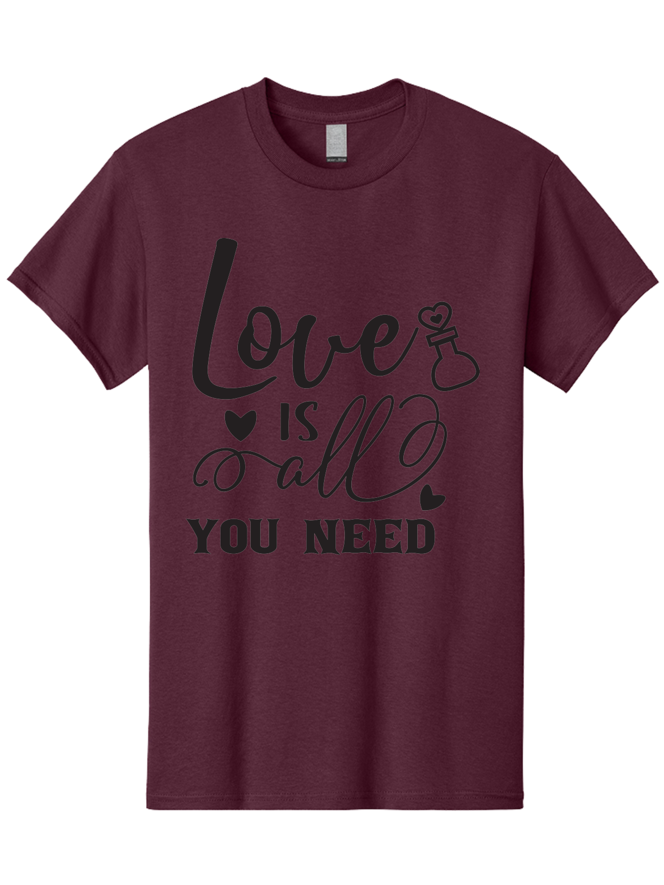 Love-Is-All-You-Need Men'S Graphic Tee, 100% Cotton, Comfortable Casual Summer Wear, Machine Washable, Love Quote, Inspirational Quote, Motivational Phrase, Heart Symbol, Love Potion, Romantic Message, Positive Affirmation, Aac975