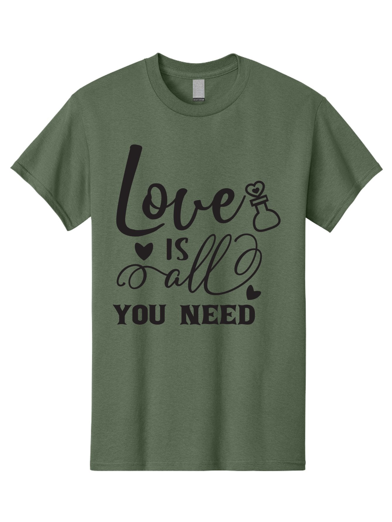 Love-Is-All-You-Need Men'S Graphic Tee, 100% Cotton, Comfortable Casual Summer Wear, Machine Washable, Love Quote, Inspirational Quote, Motivational Phrase, Heart Symbol, Love Potion, Romantic Message, Positive Affirmation, Aac975 3
