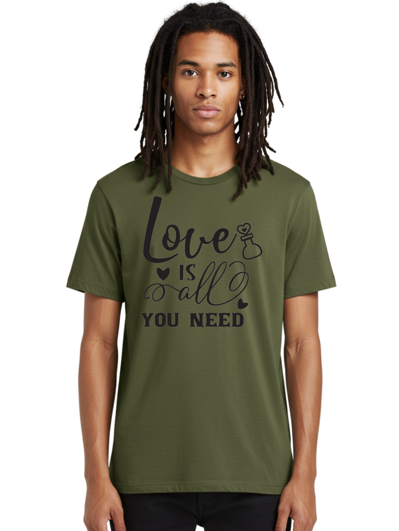 Love-Is-All-You-Need Men'S Graphic Tee, 100% Cotton, Comfortable Casual Summer Wear, Machine Washable, Love Quote, Inspirational Quote, Motivational Phrase, Heart Symbol, Love Potion, Romantic Message, Positive Affirmation, Aac975 18