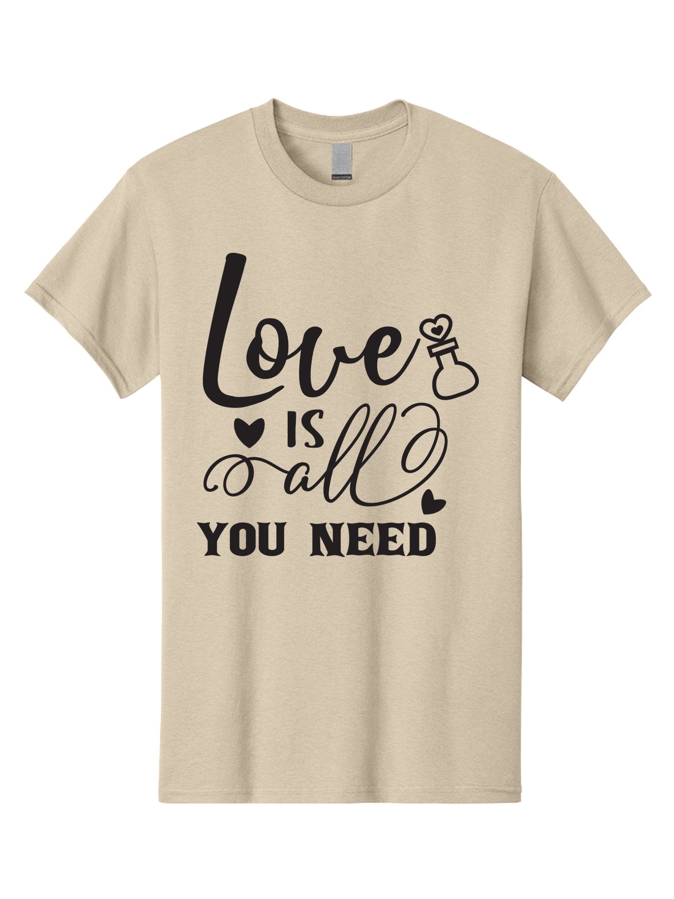 Love-Is-All-You-Need Men'S Graphic Tee, 100% Cotton, Comfortable Casual Summer Wear, Machine Washable, Love Quote, Inspirational Quote, Motivational Phrase, Heart Symbol, Love Potion, Romantic Message, Positive Affirmation, Aac975 7