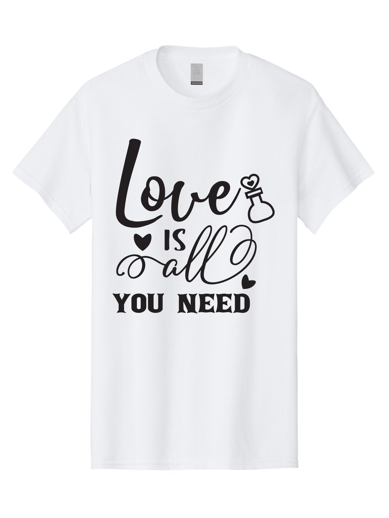 Love-Is-All-You-Need Men'S Graphic Tee, 100% Cotton, Comfortable Casual Summer Wear, Machine Washable, Love Quote, Inspirational Quote, Motivational Phrase, Heart Symbol, Love Potion, Romantic Message, Positive Affirmation, Aac975 5