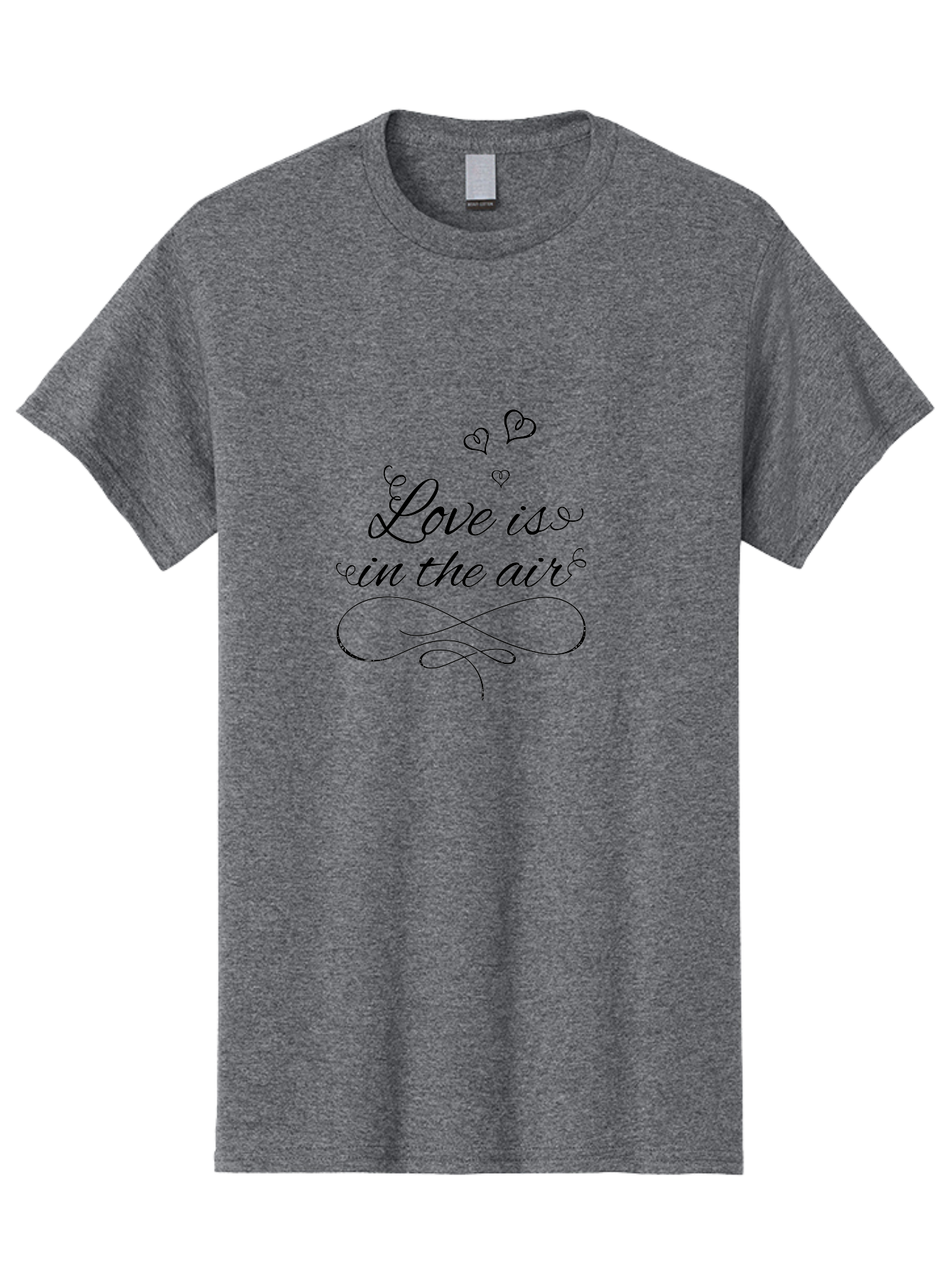 Love-Is-In-The-Air Men'S Graphic Tee, 100% Cotton, Comfortable Casual Summer Wear, Machine Washable, Love Is In The Air, Valentine'S Day Message, Romantic Quote, Calligraphy Style, Swirling Hearts, Whimsical Design, Elegant Typography, Aac976 7