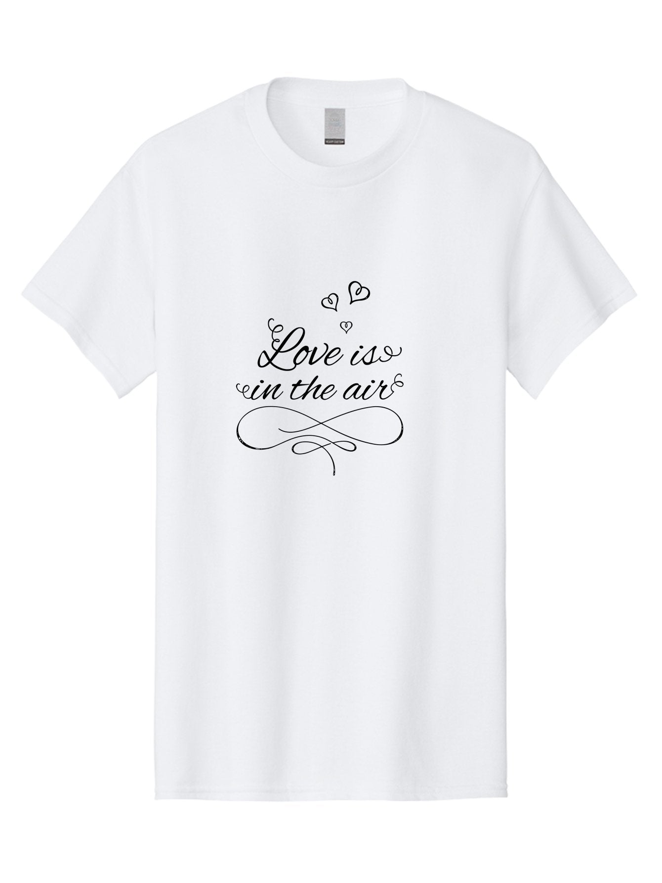 Love-Is-In-The-Air Men'S Graphic Tee, 100% Cotton, Comfortable Casual Summer Wear, Machine Washable, Love Is In The Air, Valentine'S Day Message, Romantic Quote, Calligraphy Style, Swirling Hearts, Whimsical Design, Elegant Typography, Aac976 14