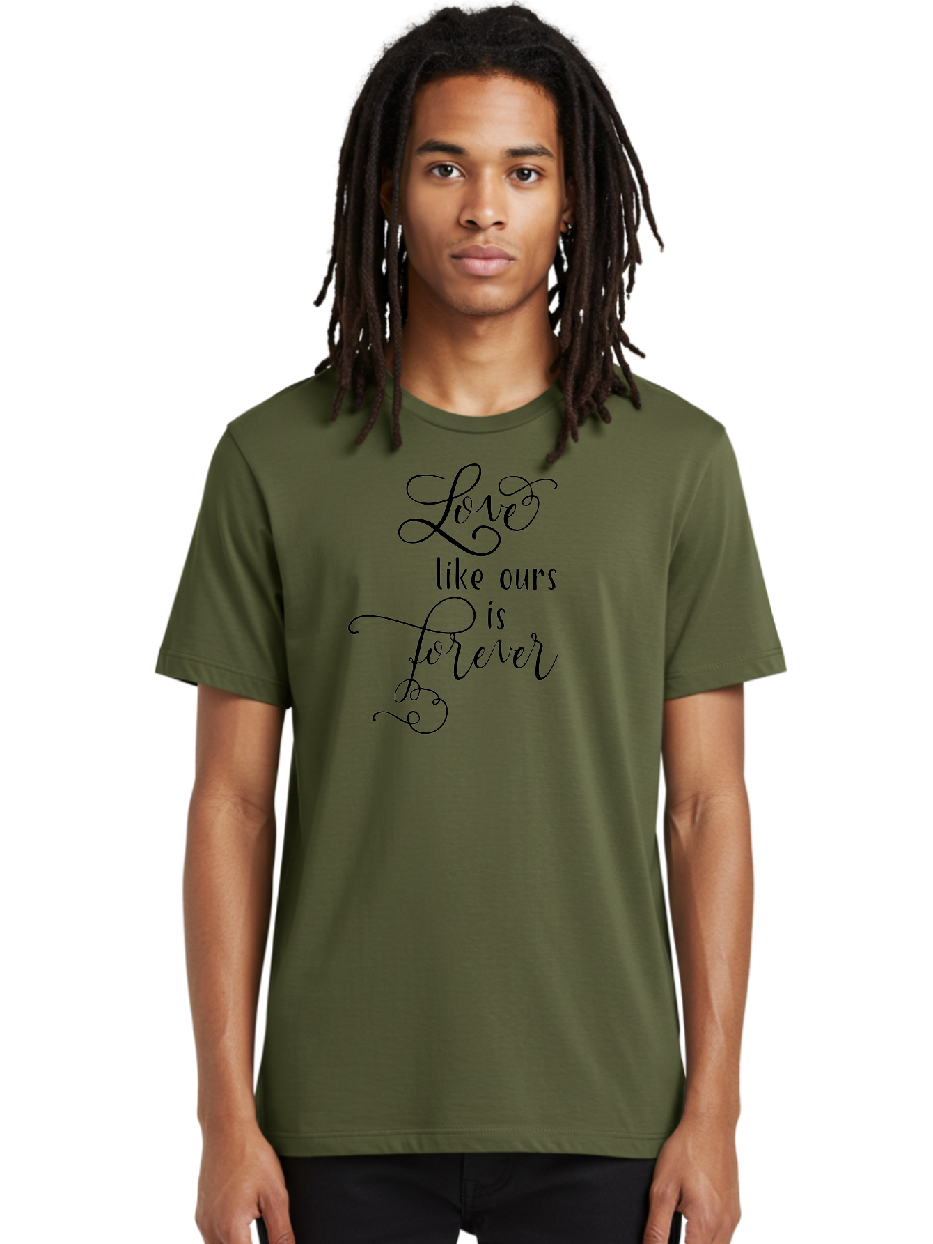 Love-Like-Ours-Is-Forever Men'S Graphic Tee, 100% Cotton, Comfortable Casual Summer Wear, Machine Washable, Love Quote, Forever Love, Romantic Phrase, Cursive Text, Black Lettering, Motivational Quote, Inspirational Words, Love Is Forever Aac978 18