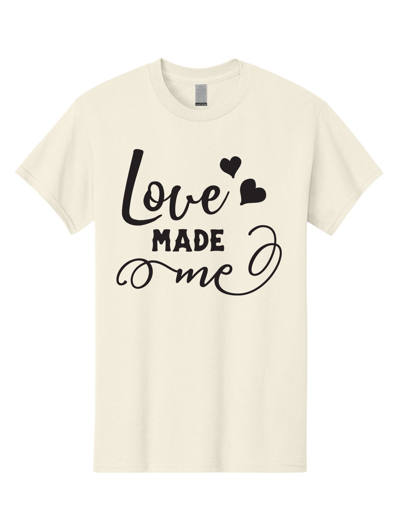Love-Made-Me Men'S Graphic Tee, 100% Cotton, Comfortable Casual Summer Wear, Machine Washable, Love Quote, Heartwarming Phrase, Love Made Me, Inspirational Text, Black Text, Cursive Font, Heart Symbols, Love Message, Affectionate Words Aac979