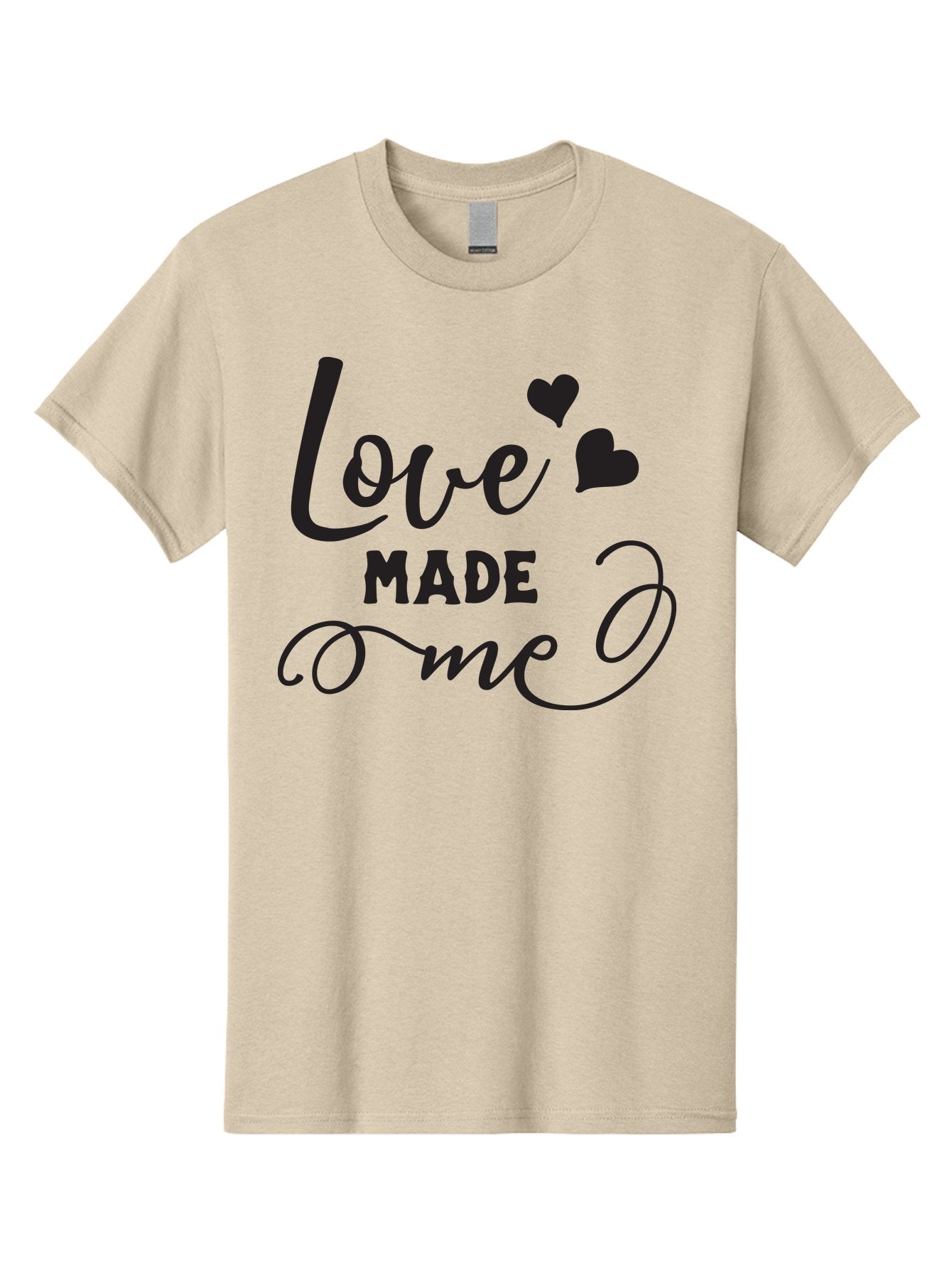 Love-Made-Me Men'S Graphic Tee, 100% Cotton, Comfortable Casual Summer Wear, Machine Washable, Love Quote, Heartwarming Phrase, Love Made Me, Inspirational Text, Black Text, Cursive Font, Heart Symbols, Love Message, Affectionate Words Aac979 5