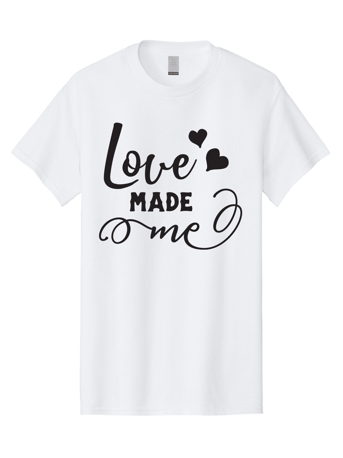 Love-Made-Me Men'S Graphic Tee, 100% Cotton, Comfortable Casual Summer Wear, Machine Washable, Love Quote, Heartwarming Phrase, Love Made Me, Inspirational Text, Black Text, Cursive Font, Heart Symbols, Love Message, Affectionate Words Aac979 9