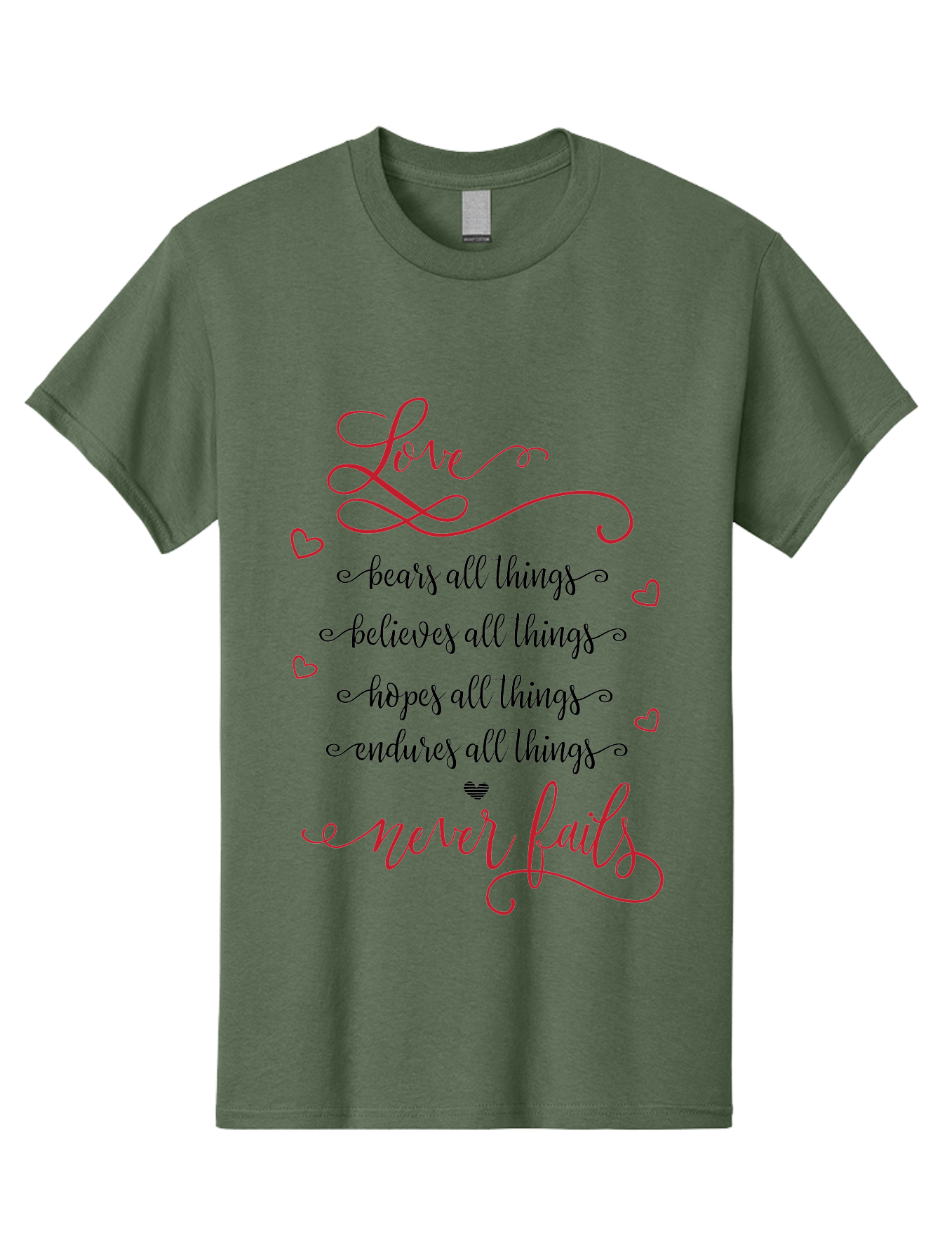 Love-Never-Fails Men'S Graphic Tee, 100% Cotton, Comfortable Casual Summer Wear, Machine Washable, Love Quote, Inspirational Quote, Positive Affirmation, Heartwarming Message, Faith, Hope, Charity, 1 Corinthians 13:8 Aac980 11