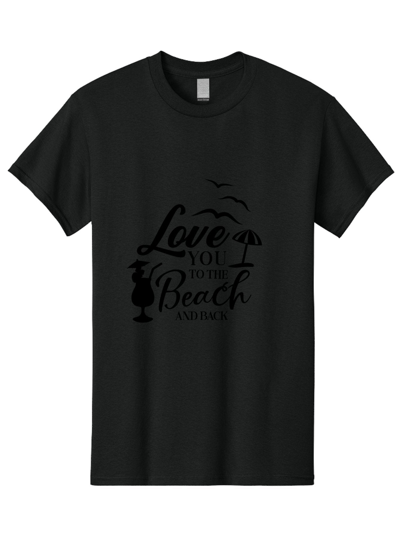 Love-You-To-The-Beach-And-Back Men'S Graphic Tee, 100% Cotton, Comfortable Casual Summer Wear, Machine Washable, Beach Love Quote, Seaside Charm, Coastal Vibes, Summer Romance, Tropical Getaway, Ocean Breeze, Birds Flying, Aac981