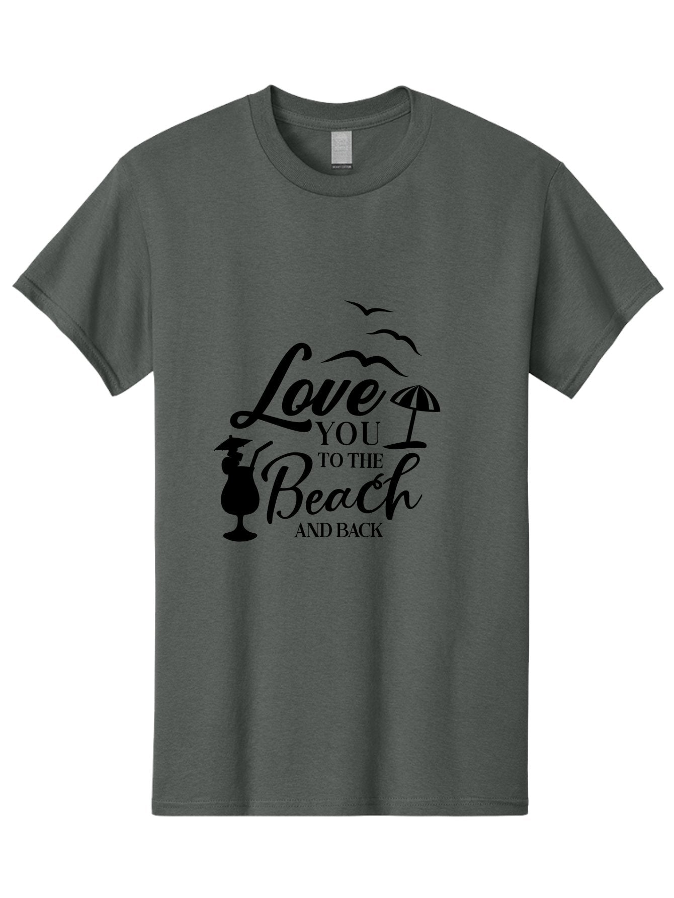Love-You-To-The-Beach-And-Back Men'S Graphic Tee, 100% Cotton, Comfortable Casual Summer Wear, Machine Washable, Beach Love Quote, Seaside Charm, Coastal Vibes, Summer Romance, Tropical Getaway, Ocean Breeze, Birds Flying, Aac981 6