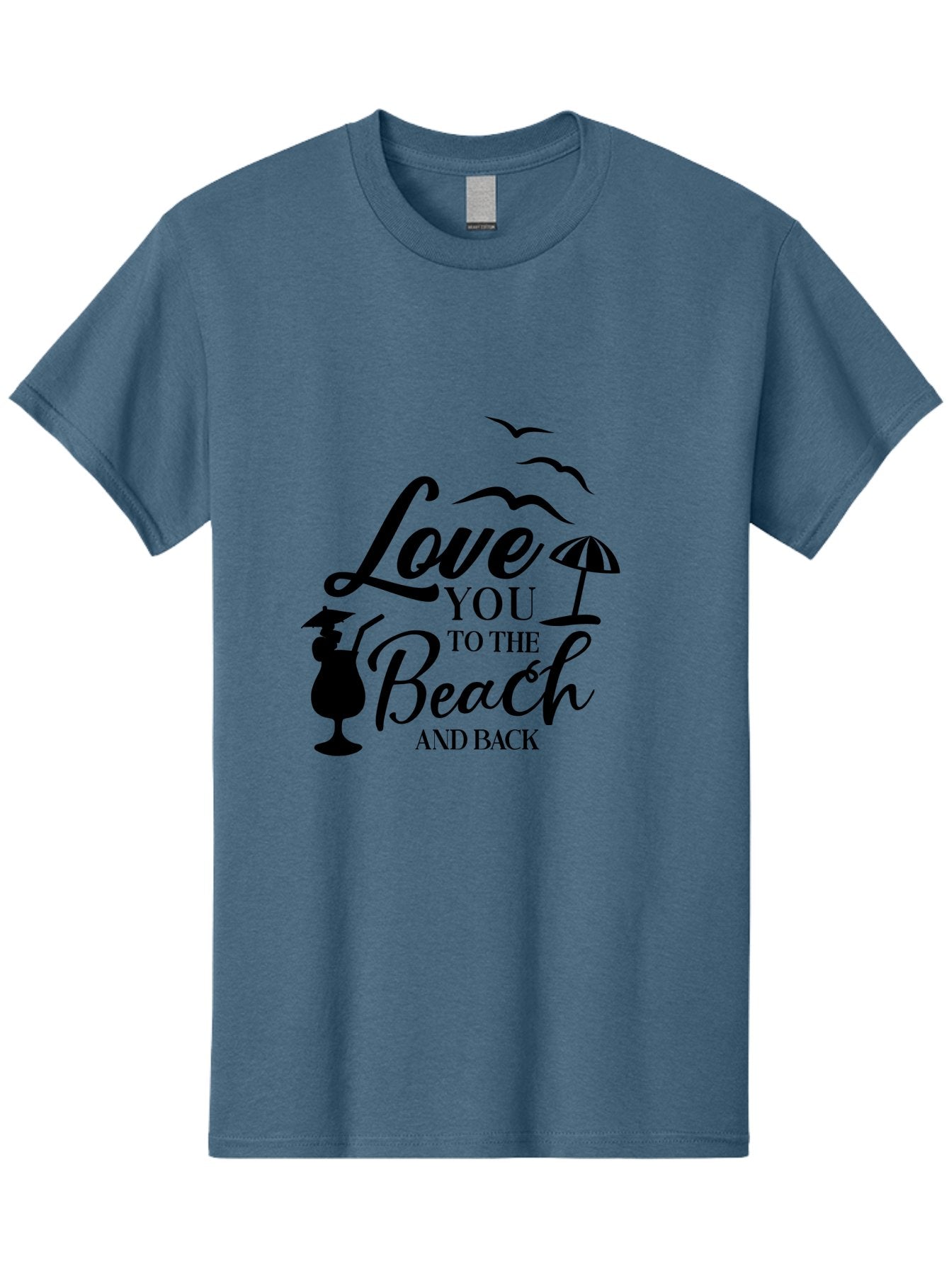 Love-You-To-The-Beach-And-Back Men'S Graphic Tee, 100% Cotton, Comfortable Casual Summer Wear, Machine Washable, Beach Love Quote, Seaside Charm, Coastal Vibes, Summer Romance, Tropical Getaway, Ocean Breeze, Birds Flying, Aac981 10