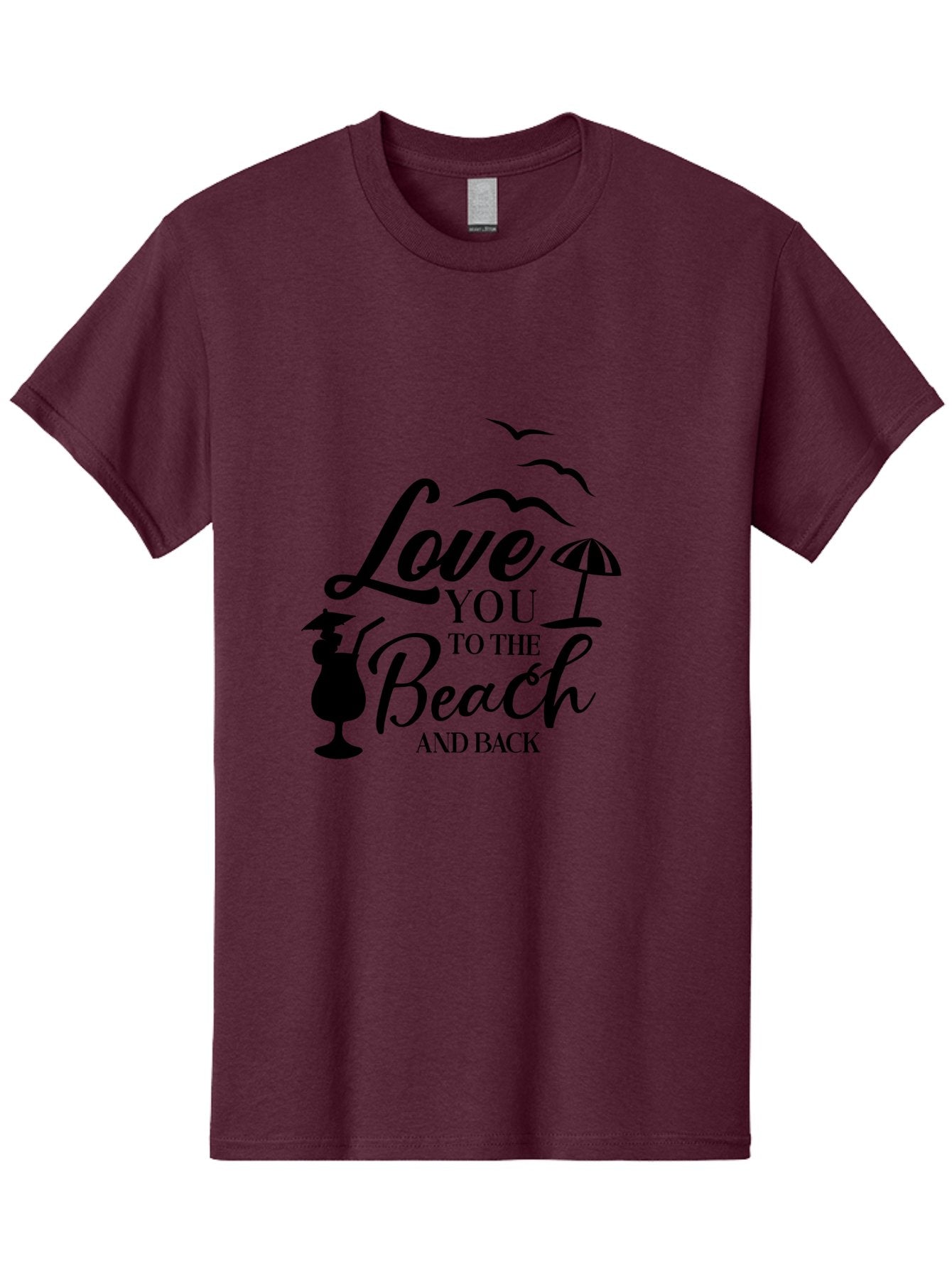 Love-You-To-The-Beach-And-Back Men'S Graphic Tee, 100% Cotton, Comfortable Casual Summer Wear, Machine Washable, Beach Love Quote, Seaside Charm, Coastal Vibes, Summer Romance, Tropical Getaway, Ocean Breeze, Birds Flying, Aac981 7