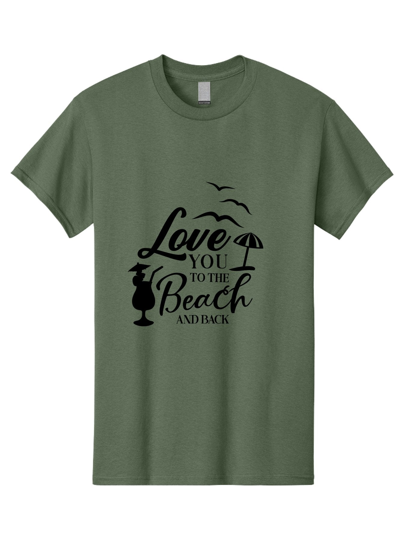 Love-You-To-The-Beach-And-Back Men'S Graphic Tee, 100% Cotton, Comfortable Casual Summer Wear, Machine Washable, Beach Love Quote, Seaside Charm, Coastal Vibes, Summer Romance, Tropical Getaway, Ocean Breeze, Birds Flying, Aac981 9