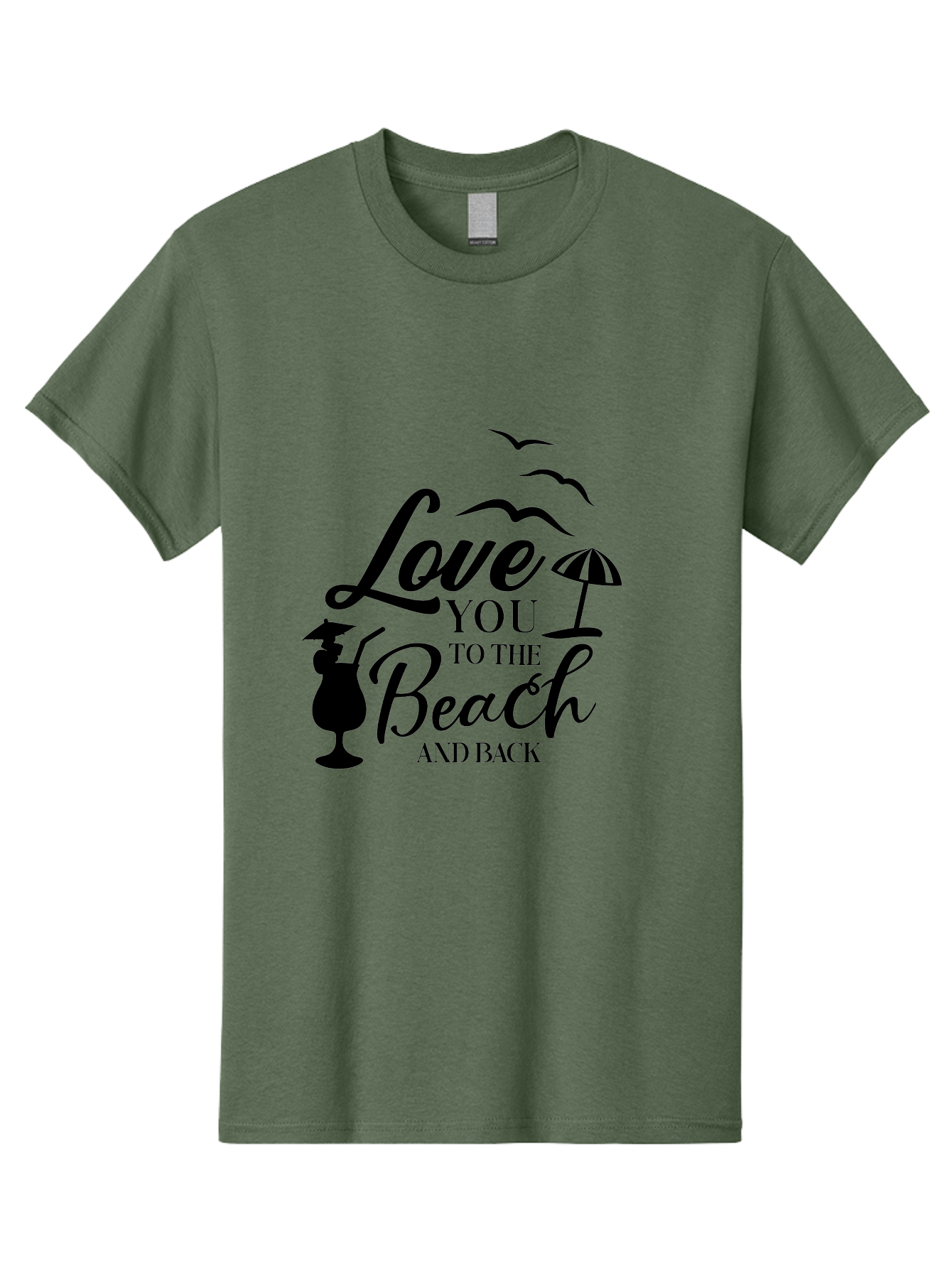 Love-You-To-The-Beach-And-Back Men'S Graphic Tee, 100% Cotton, Comfortable Casual Summer Wear, Machine Washable, Beach Love Quote, Seaside Charm, Coastal Vibes, Summer Romance, Tropical Getaway, Ocean Breeze, Birds Flying, Aac981 9