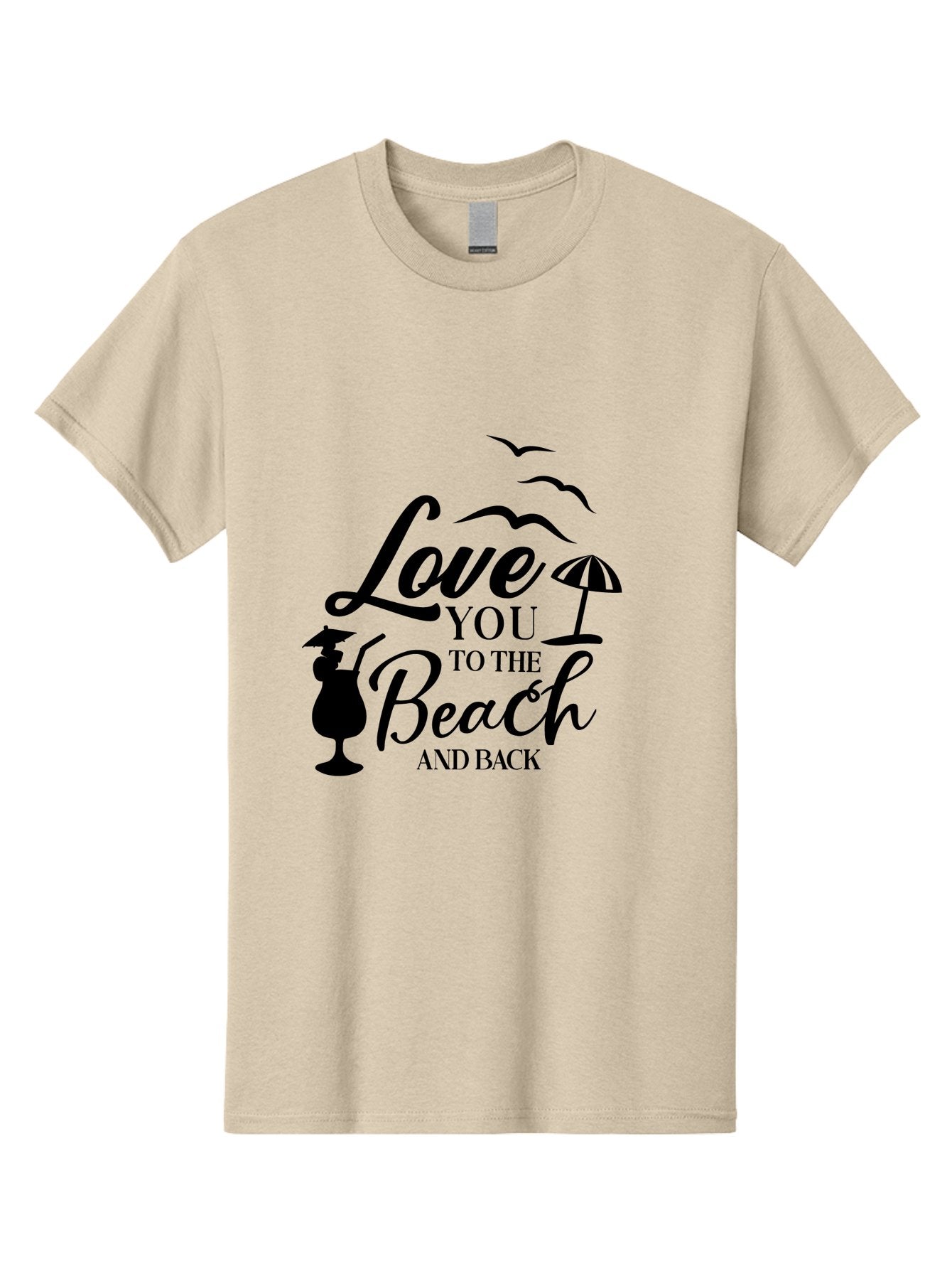Love-You-To-The-Beach-And-Back Men'S Graphic Tee, 100% Cotton, Comfortable Casual Summer Wear, Machine Washable, Beach Love Quote, Seaside Charm, Coastal Vibes, Summer Romance, Tropical Getaway, Ocean Breeze, Birds Flying, Aac981 15