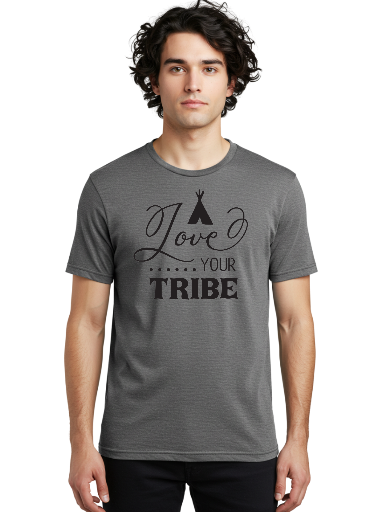 Love-Your-Tribe Men'S Graphic Tee, 100% Cotton, Comfortable Casual Summer Wear, Machine Washable, Love Your Tribe, Tribal Love, Motivational Quote, Inspirational Saying, Teepee Symbol, Unity Phrase, Community Message, Typographic Art Aac982 12