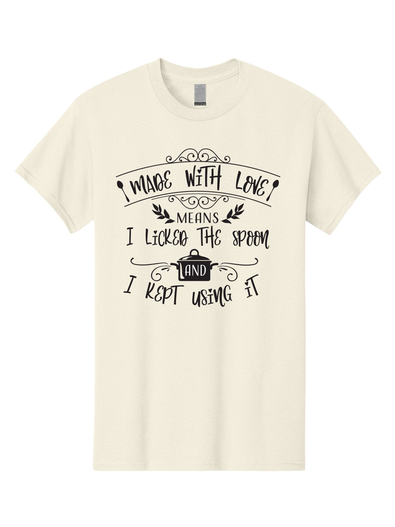 Made-With-Love Men'S Graphic Tee, 100% Cotton, Comfortable Casual Summer Wear, Machine Washable, Humorous Quote, Kitchen Humor, Cooking With Love, Funny Kitchen Signs, Witty Sayings, Playful Kitchen Decor, Cooking Quotes Aac985 9