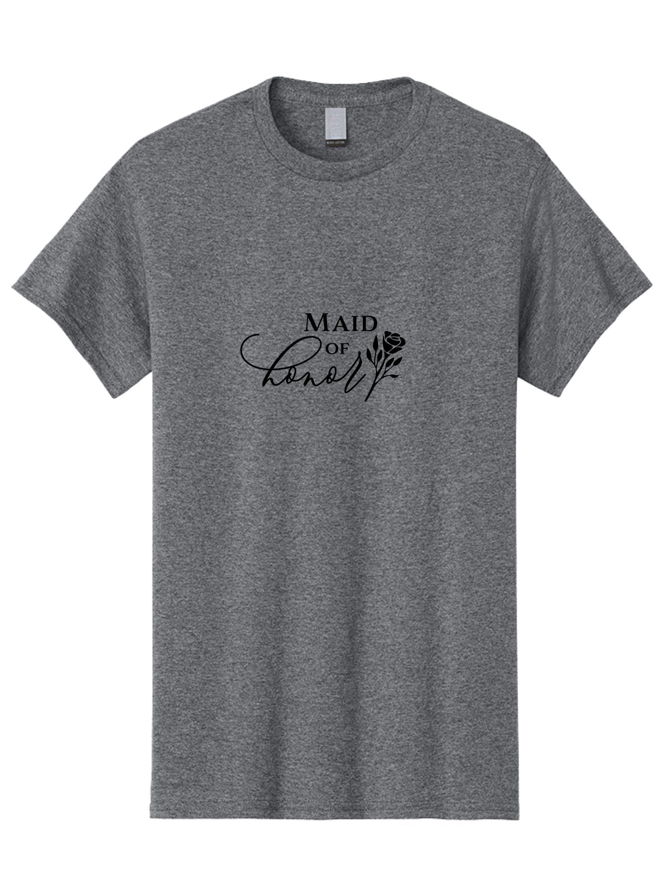 Maid-Of-Honor Men'S Graphic Tee, 100% Cotton, Comfortable Casual Summer Wear, Machine Washable, Maid Of Honor, Wedding Party, Bridesmaid, Rose Illustration, Elegant Typography, Calligraphy, Wedding Theme, Black Text Aac986 8