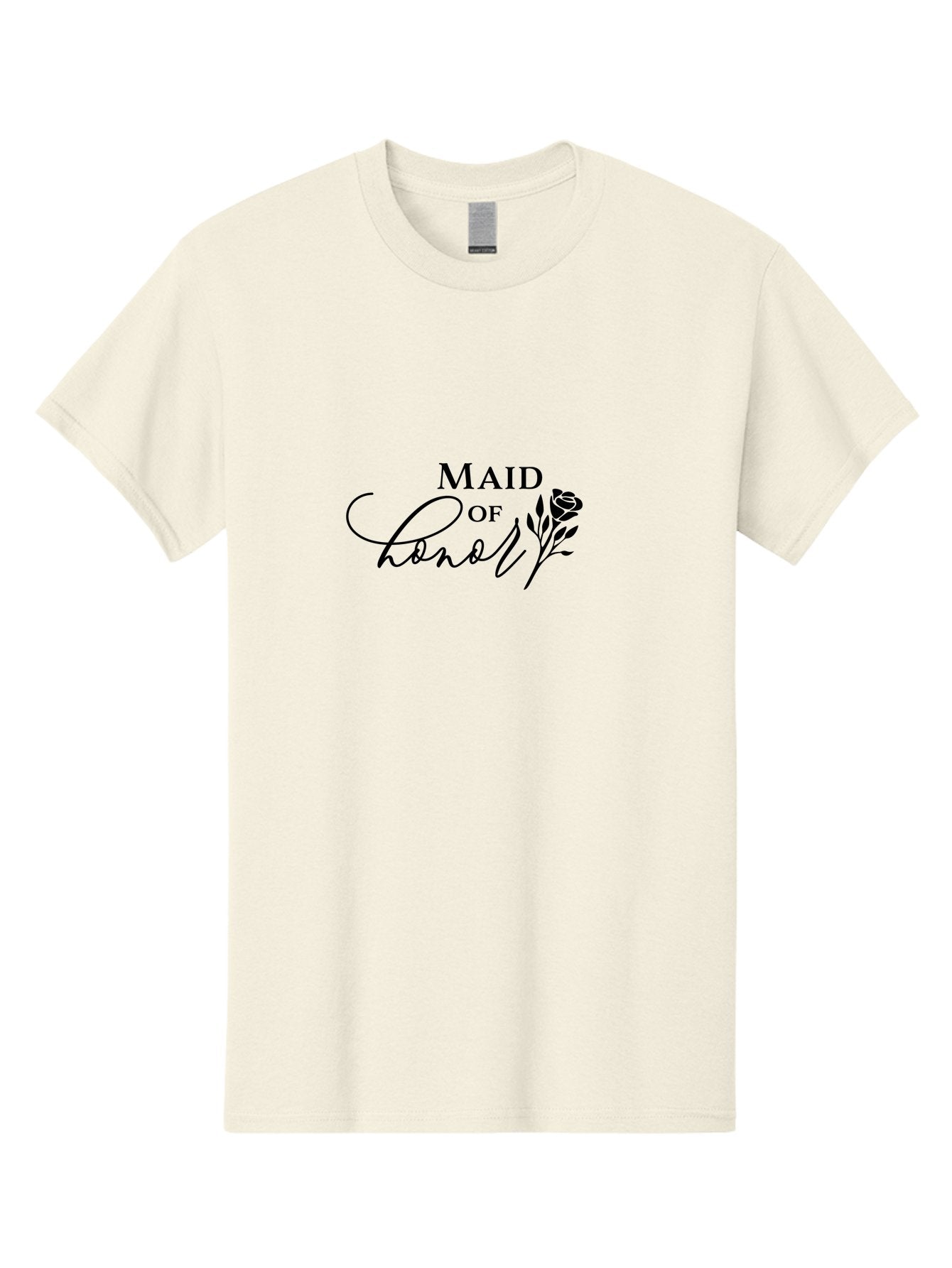 Maid-Of-Honor Men'S Graphic Tee, 100% Cotton, Comfortable Casual Summer Wear, Machine Washable, Maid Of Honor, Wedding Party, Bridesmaid, Rose Illustration, Elegant Typography, Calligraphy, Wedding Theme, Black Text Aac986