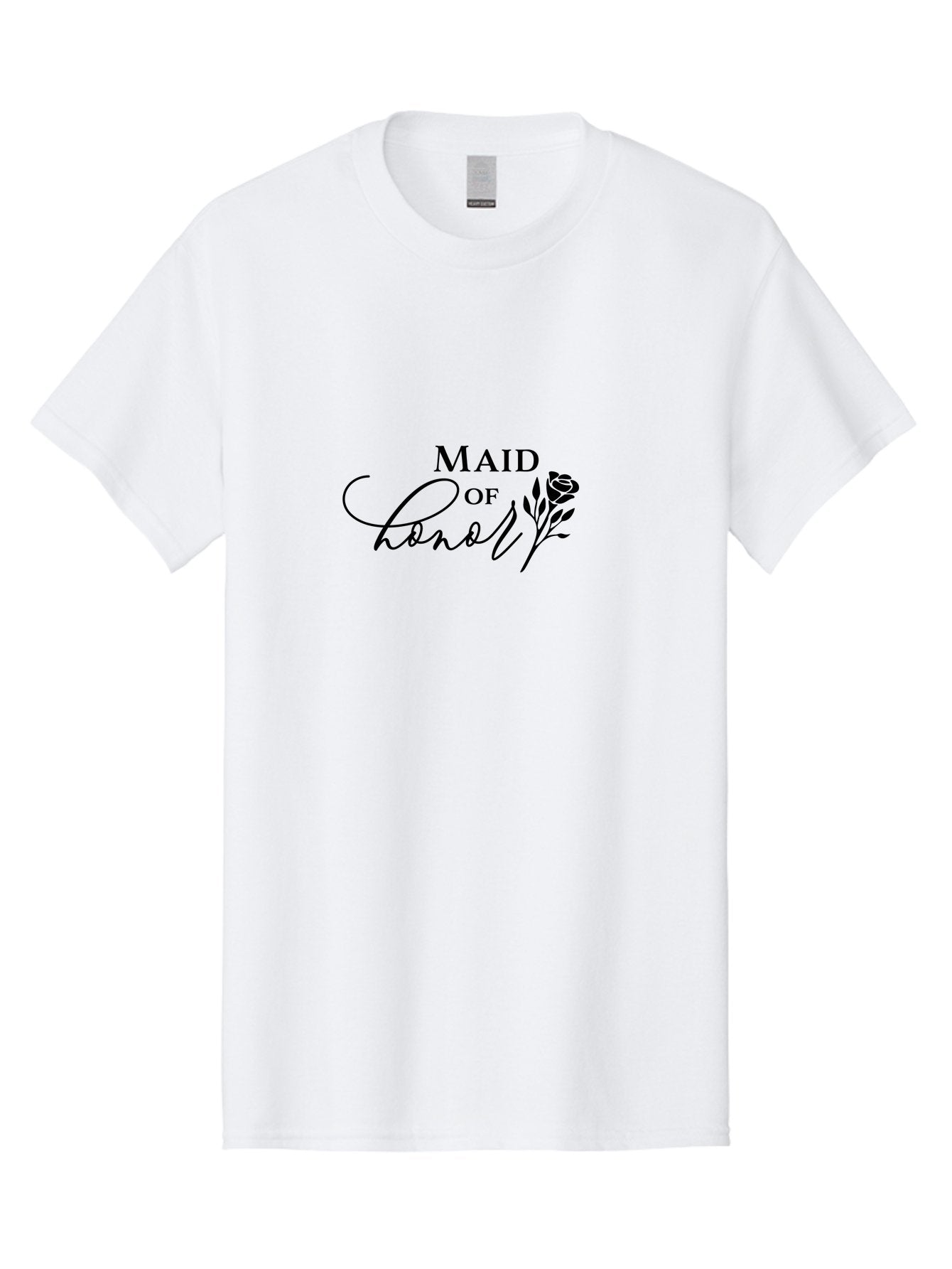 Maid-Of-Honor Men'S Graphic Tee, 100% Cotton, Comfortable Casual Summer Wear, Machine Washable, Maid Of Honor, Wedding Party, Bridesmaid, Rose Illustration, Elegant Typography, Calligraphy, Wedding Theme, Black Text Aac986 12