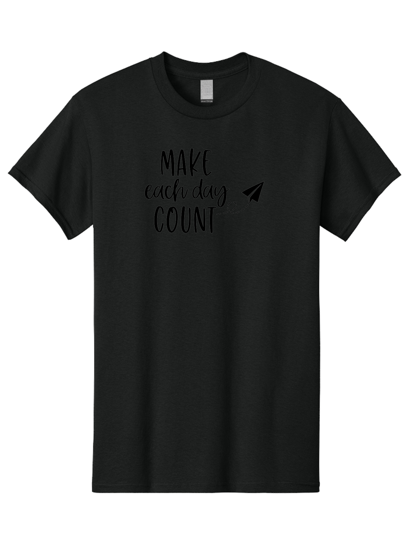 Make-Each-Day-Count Men'S Graphic Tee, 100% Cotton, Comfortable Casual Summer Wear, Machine Washable, Motivational Quote, Inspirational Message, Daily Motivation, Make Each Day Count, Positivity, Paper Airplane, Motivational Art, Goal Setting, Aac987 23