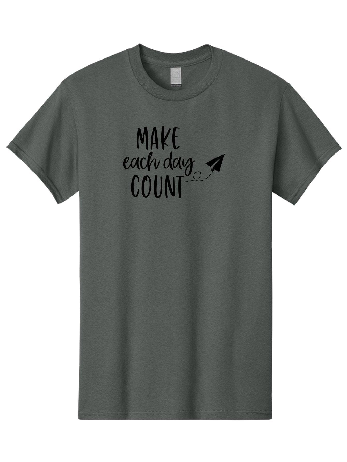 Make-Each-Day-Count Men'S Graphic Tee, 100% Cotton, Comfortable Casual Summer Wear, Machine Washable, Motivational Quote, Inspirational Message, Daily Motivation, Make Each Day Count, Positivity, Paper Airplane, Motivational Art, Goal Setting, Aac987 9