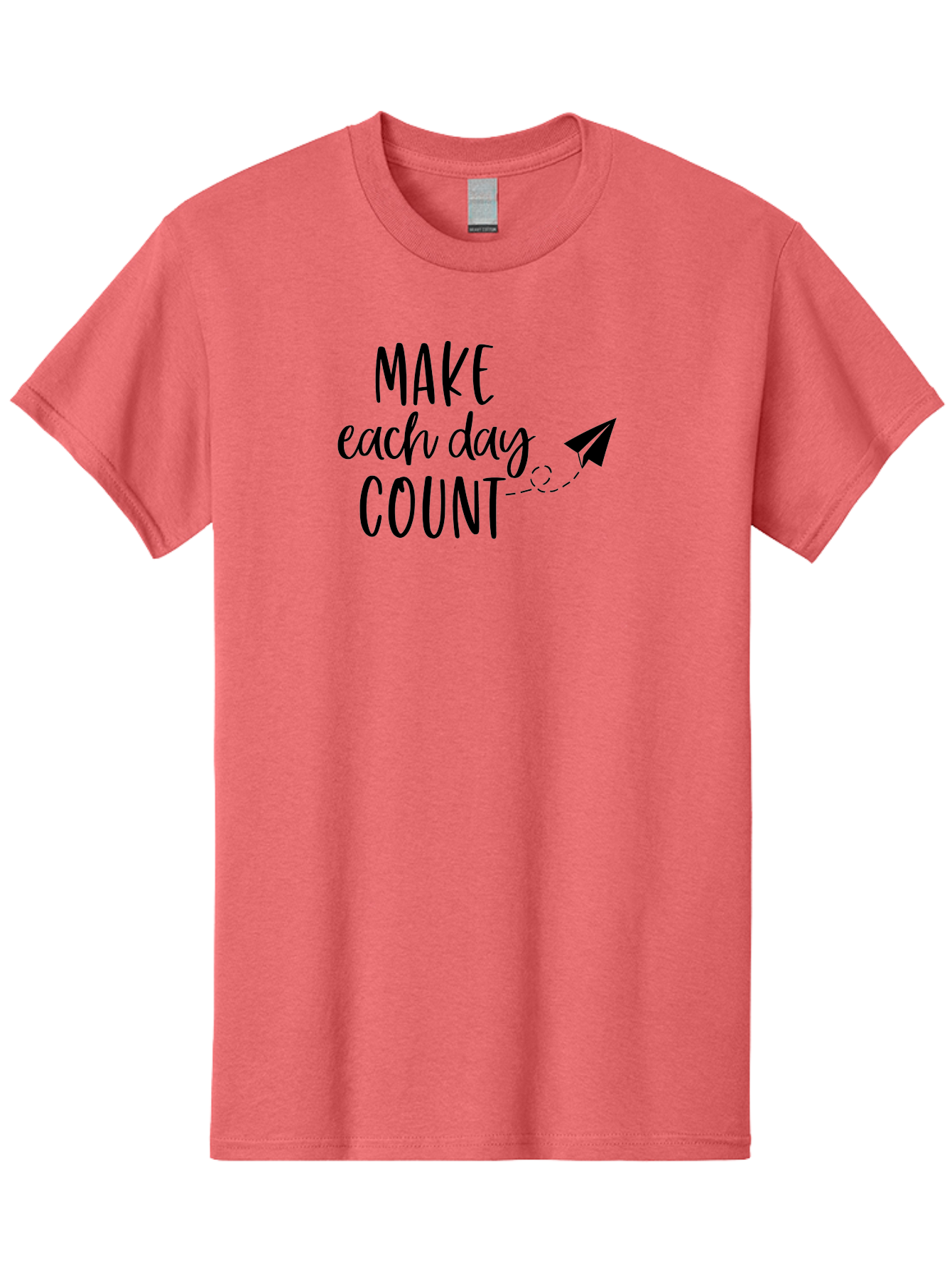 Make-Each-Day-Count Men'S Graphic Tee, 100% Cotton, Comfortable Casual Summer Wear, Machine Washable, Motivational Quote, Inspirational Message, Daily Motivation, Make Each Day Count, Positivity, Paper Airplane, Motivational Art, Goal Setting, Aac987 7