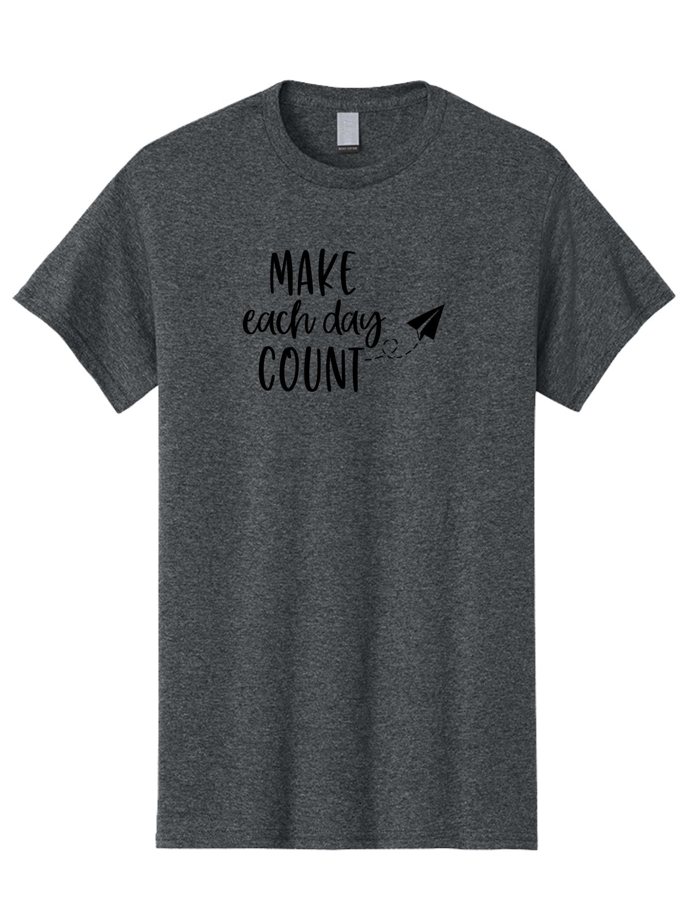 Make-Each-Day-Count Men'S Graphic Tee, 100% Cotton, Comfortable Casual Summer Wear, Machine Washable, Motivational Quote, Inspirational Message, Daily Motivation, Make Each Day Count, Positivity, Paper Airplane, Motivational Art, Goal Setting, Aac987