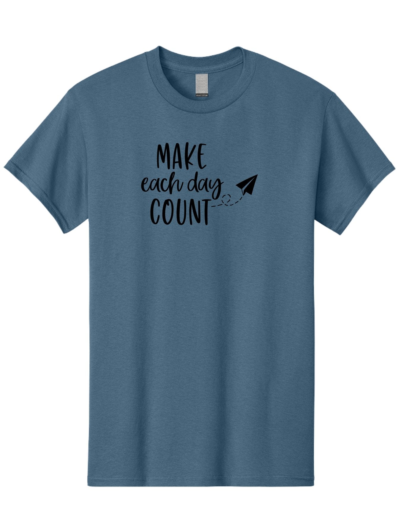 Make-Each-Day-Count Men'S Graphic Tee, 100% Cotton, Comfortable Casual Summer Wear, Machine Washable, Motivational Quote, Inspirational Message, Daily Motivation, Make Each Day Count, Positivity, Paper Airplane, Motivational Art, Goal Setting, Aac987 8