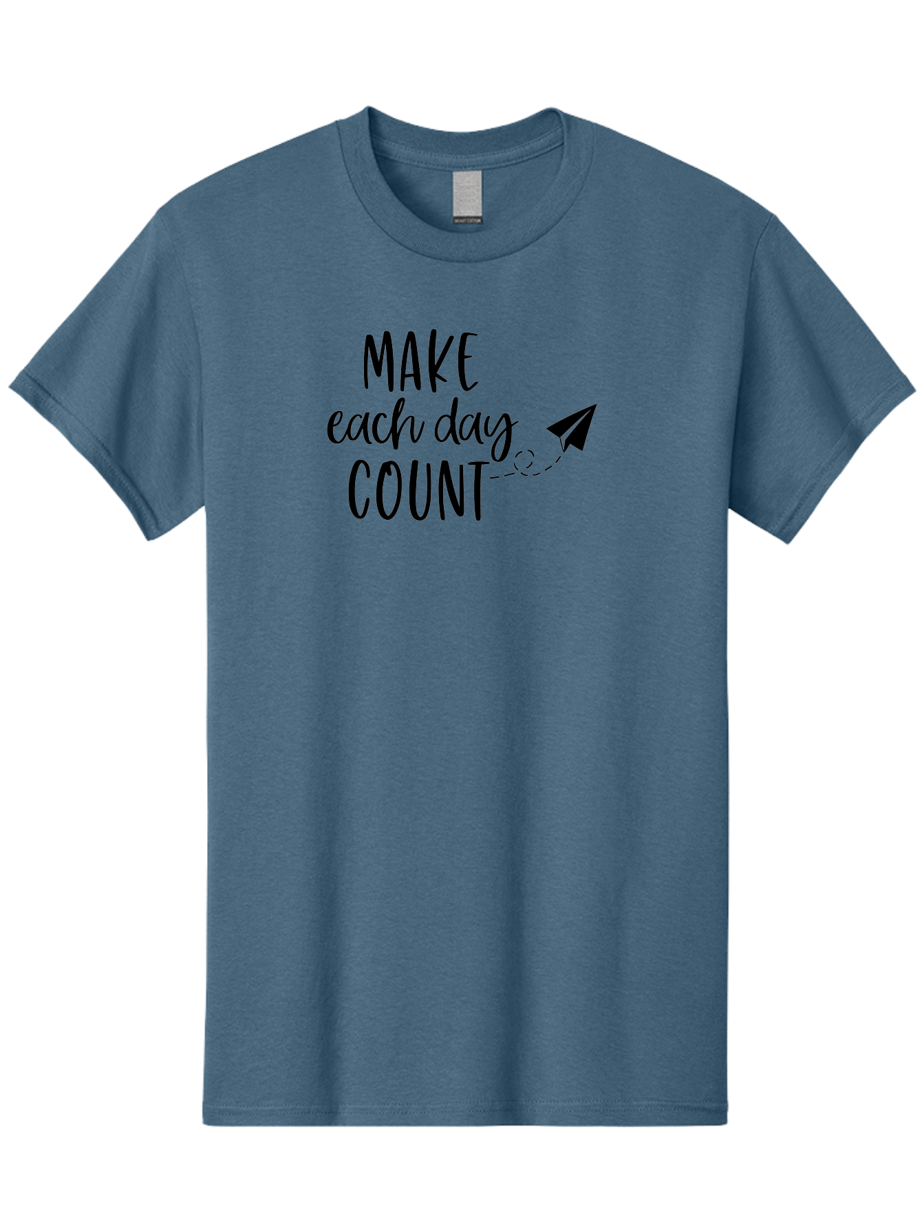 Make-Each-Day-Count Men'S Graphic Tee, 100% Cotton, Comfortable Casual Summer Wear, Machine Washable, Motivational Quote, Inspirational Message, Daily Motivation, Make Each Day Count, Positivity, Paper Airplane, Motivational Art, Goal Setting, Aac987 11