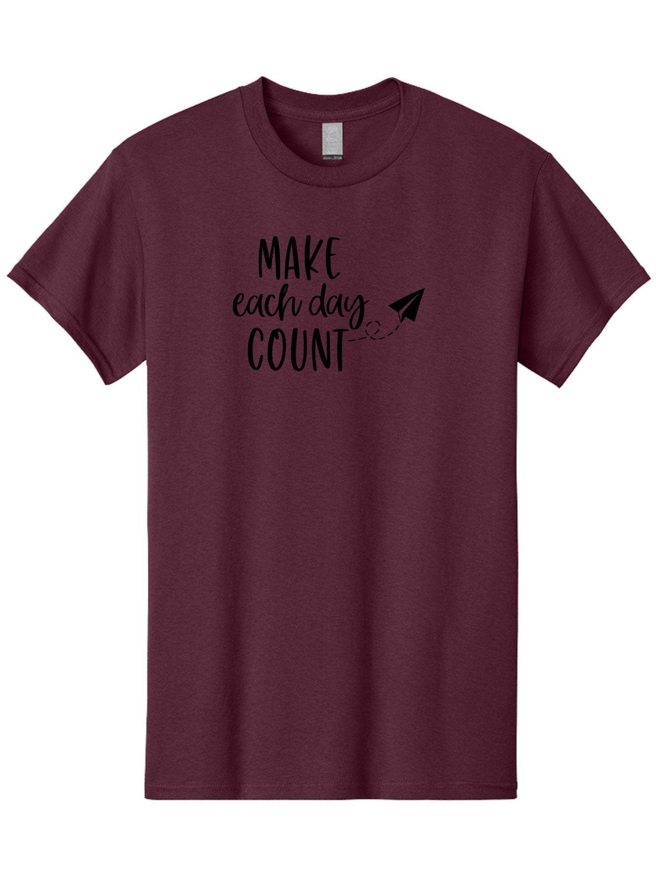 Make-Each-Day-Count Men'S Graphic Tee, 100% Cotton, Comfortable Casual Summer Wear, Machine Washable, Motivational Quote, Inspirational Message, Daily Motivation, Make Each Day Count, Positivity, Paper Airplane, Motivational Art, Goal Setting, Aac987 5