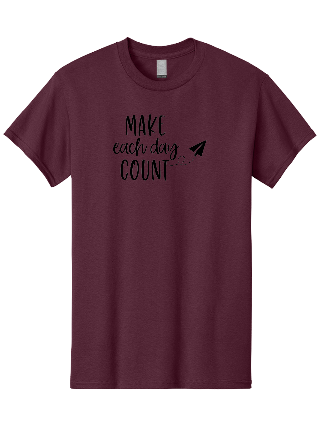 Make-Each-Day-Count Men'S Graphic Tee, 100% Cotton, Comfortable Casual Summer Wear, Machine Washable, Motivational Quote, Inspirational Message, Daily Motivation, Make Each Day Count, Positivity, Paper Airplane, Motivational Art, Goal Setting, Aac987 15
