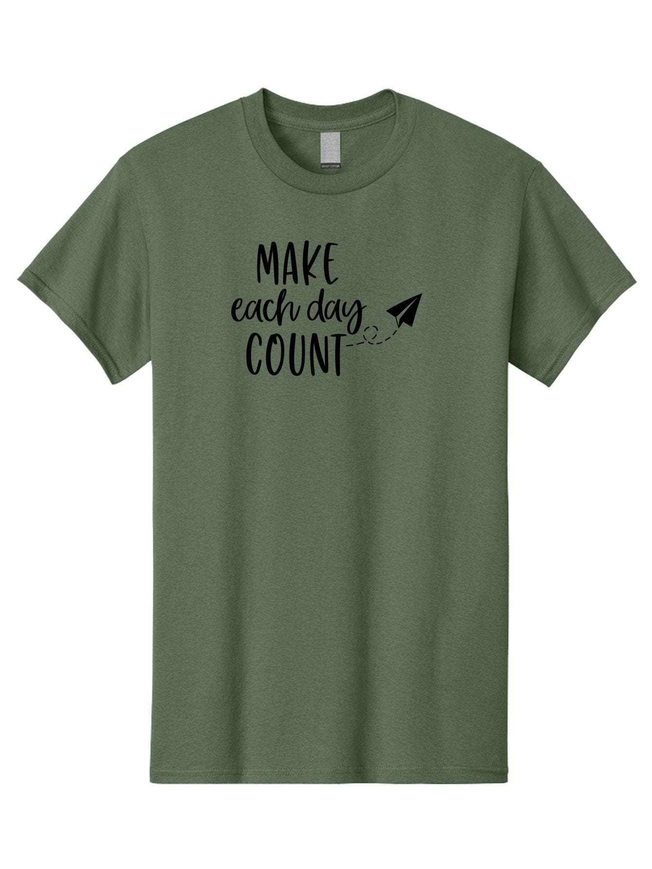 Make-Each-Day-Count Men'S Graphic Tee, 100% Cotton, Comfortable Casual Summer Wear, Machine Washable, Motivational Quote, Inspirational Message, Daily Motivation, Make Each Day Count, Positivity, Paper Airplane, Motivational Art, Goal Setting, Aac987 3